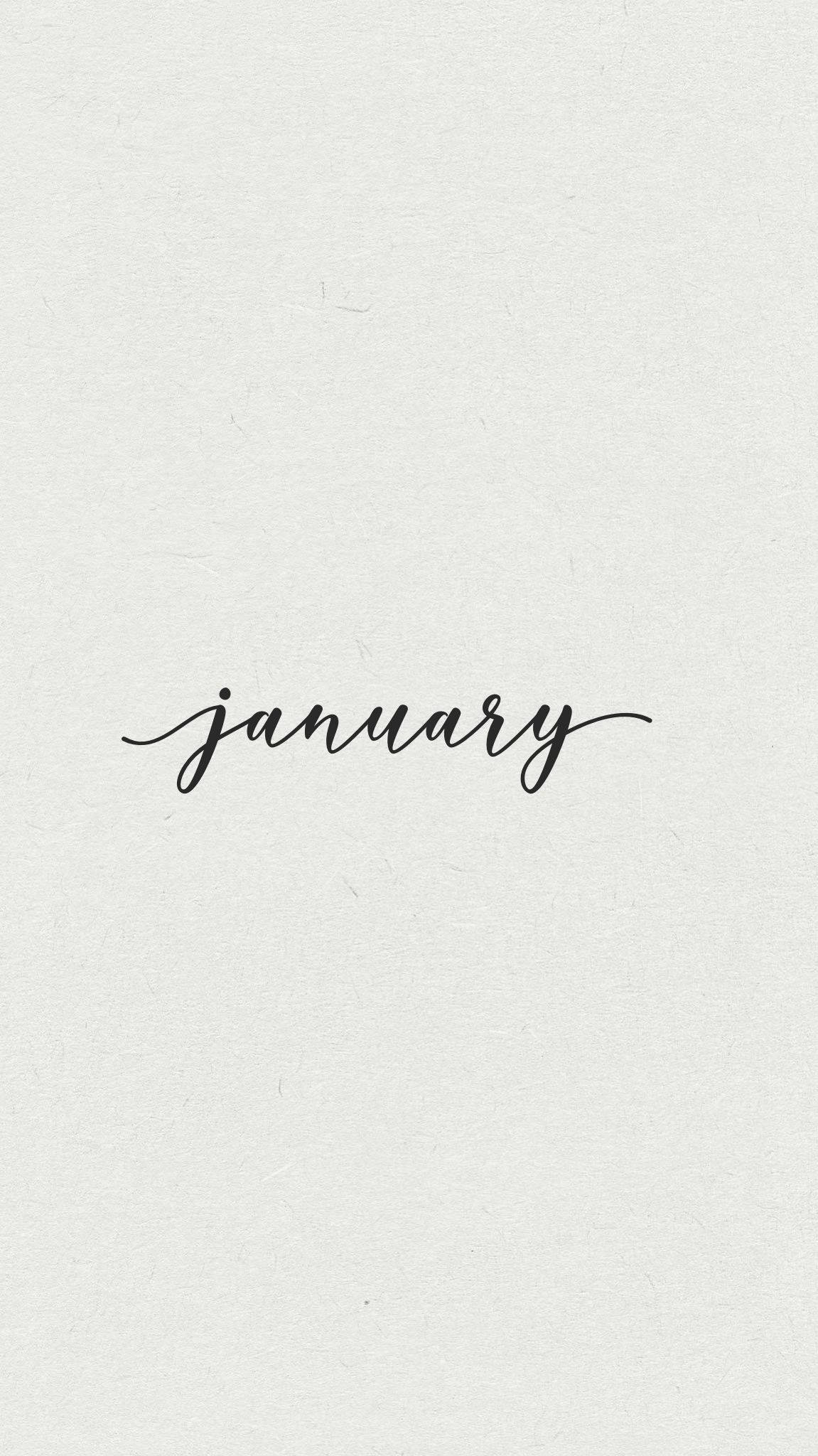 January, elegant black cursive script, textured off-white paper, Full HD Phone Wallpaper