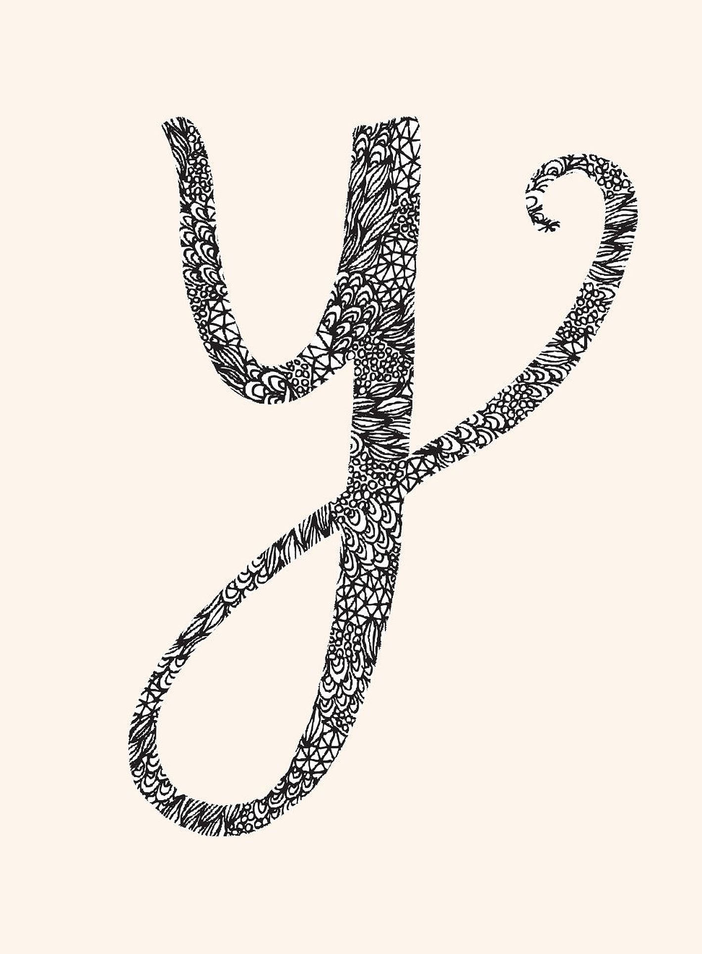 Minimalist Letter Y, black, mandala-like patterns, Full HD Phone Wallpaper