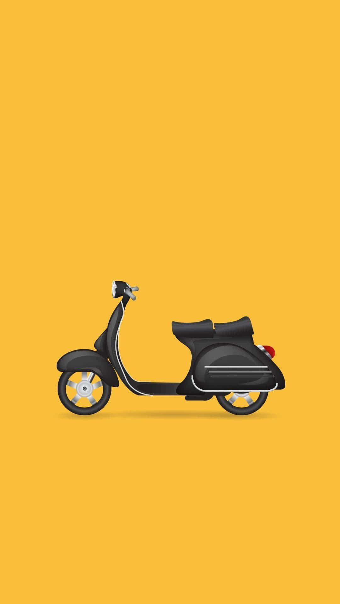 sleek black scooter, silver accents, solid warm yellow background, Full HD Phone Wallpaper
