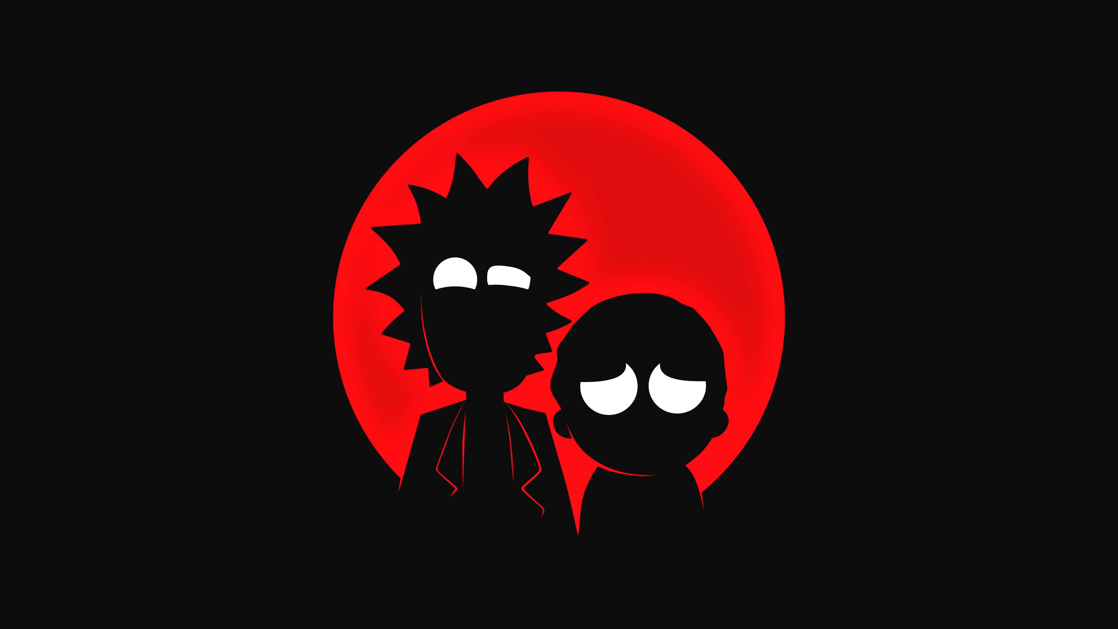 Minimalist Vintage, black silhouetted characters, white eyes, 4K Desktop Wallpaper