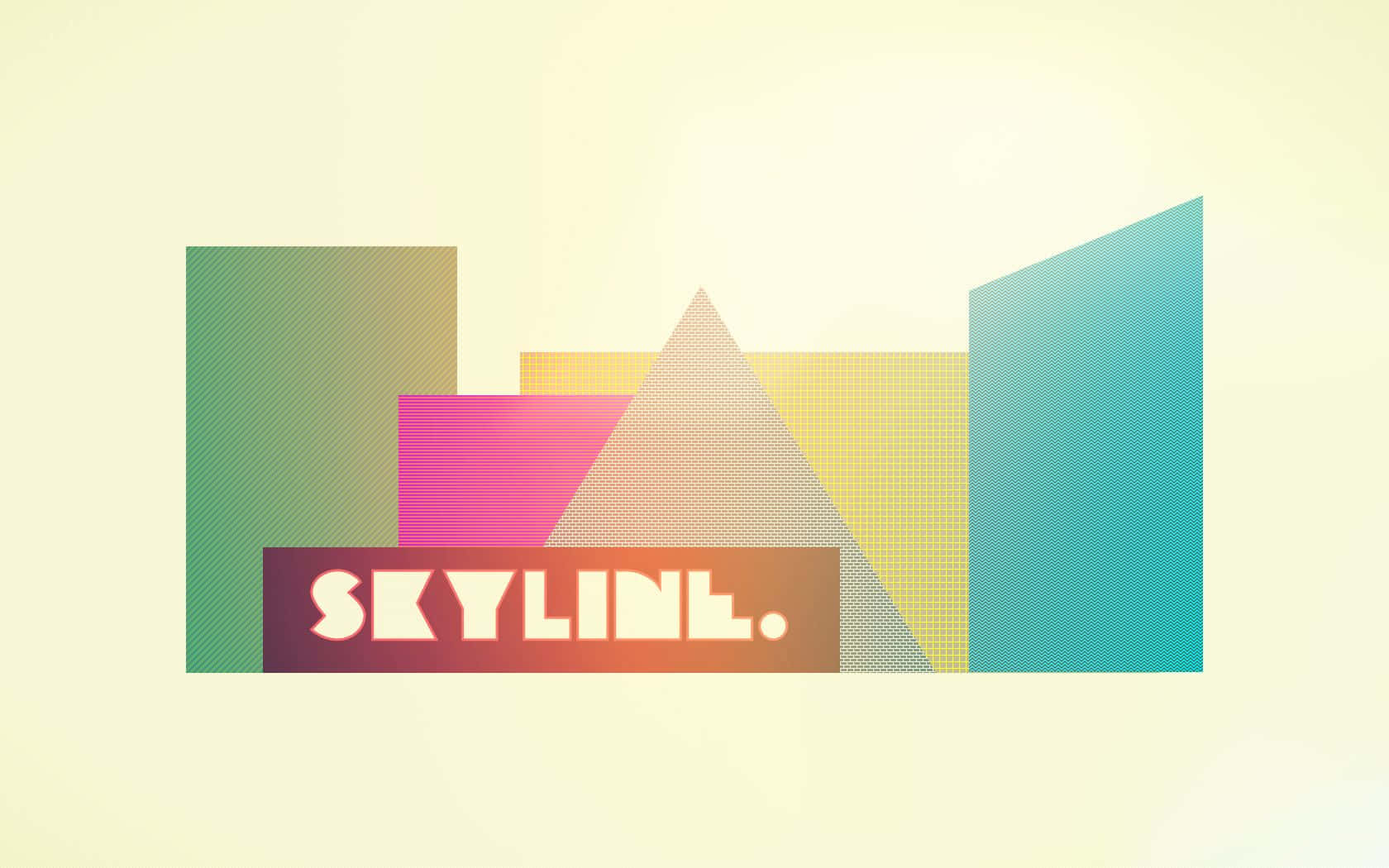 Minimalist Vintage, geometric skyline logo, colorful halftone shapes, HD Desktop Wallpaper