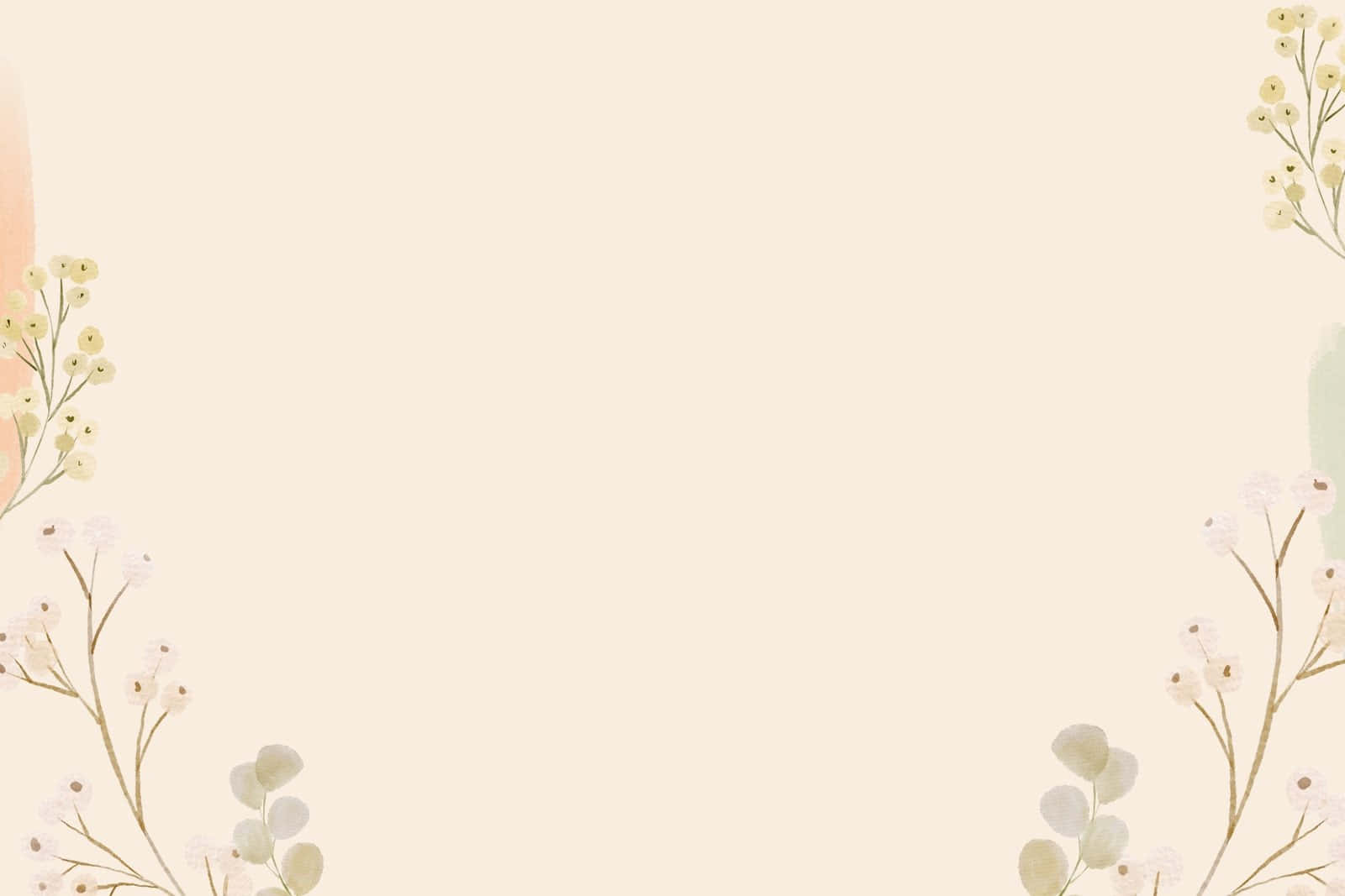 minimalist vintage, soft watercolor floral border, delicate white and cream blossoms, HD Desktop Wallpaper