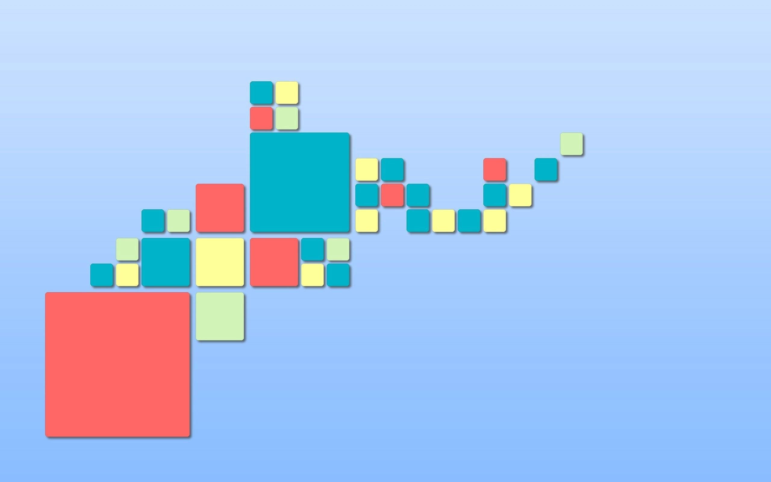 colorful squares, red teal, yellow, 2K Desktop Wallpaper