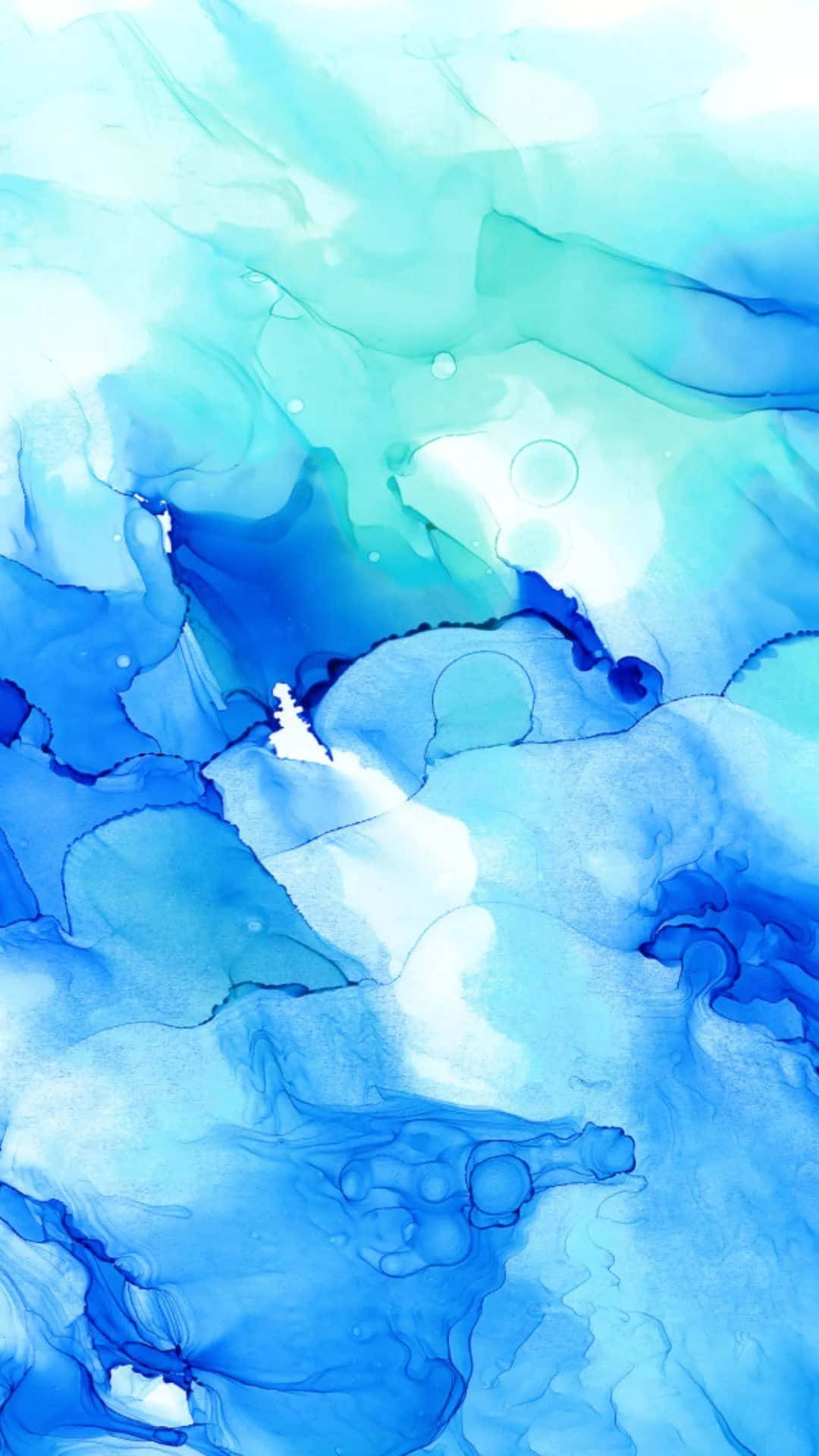 watercolor painting, blue and white water, abstract artwork, Full HD Phone Wallpaper