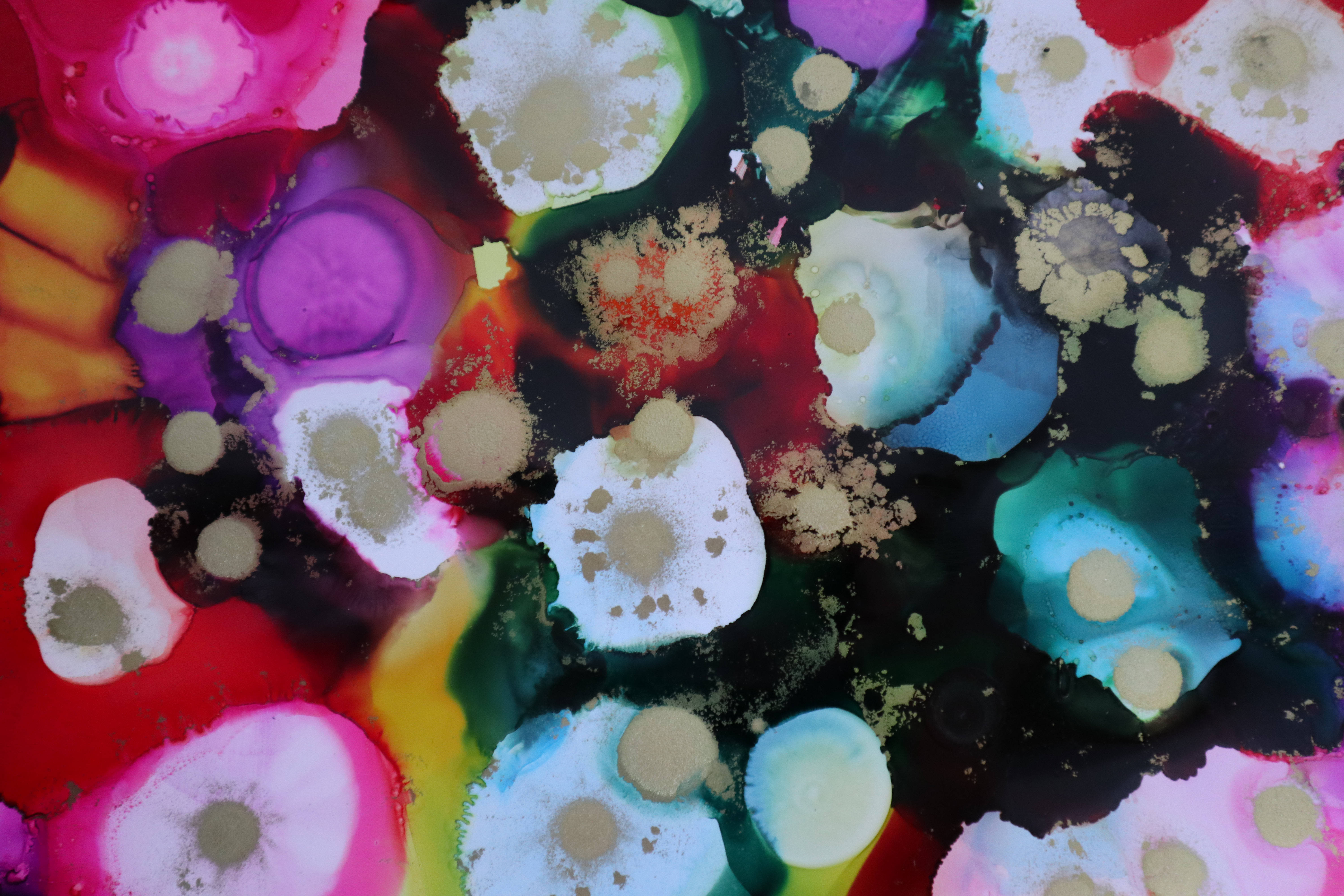 watercolor splashes, multicolored, vibrant abstract fluid art, 5K Desktop Wallpaper