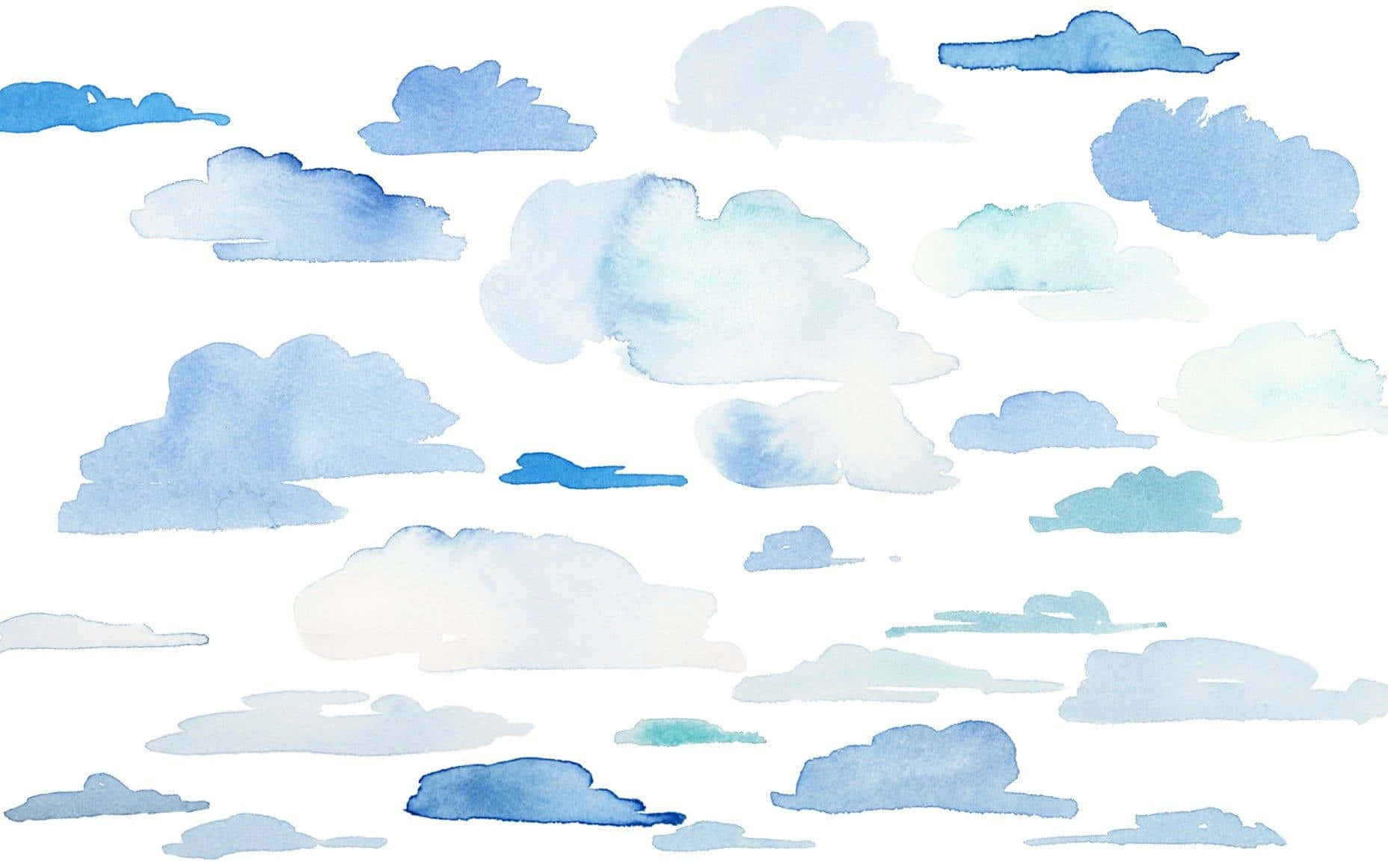 minimalist blue watercolor clouds, soft watercolor clouds, varying shades of blue, HD Desktop Wallpaper