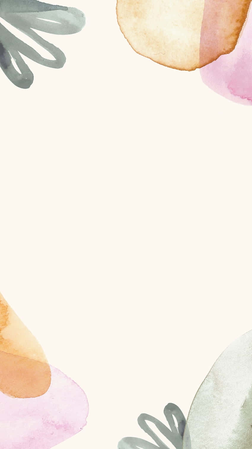 abstract watercolor plant motifs, pastel tones, creamy off-white background, HD Phone Wallpaper