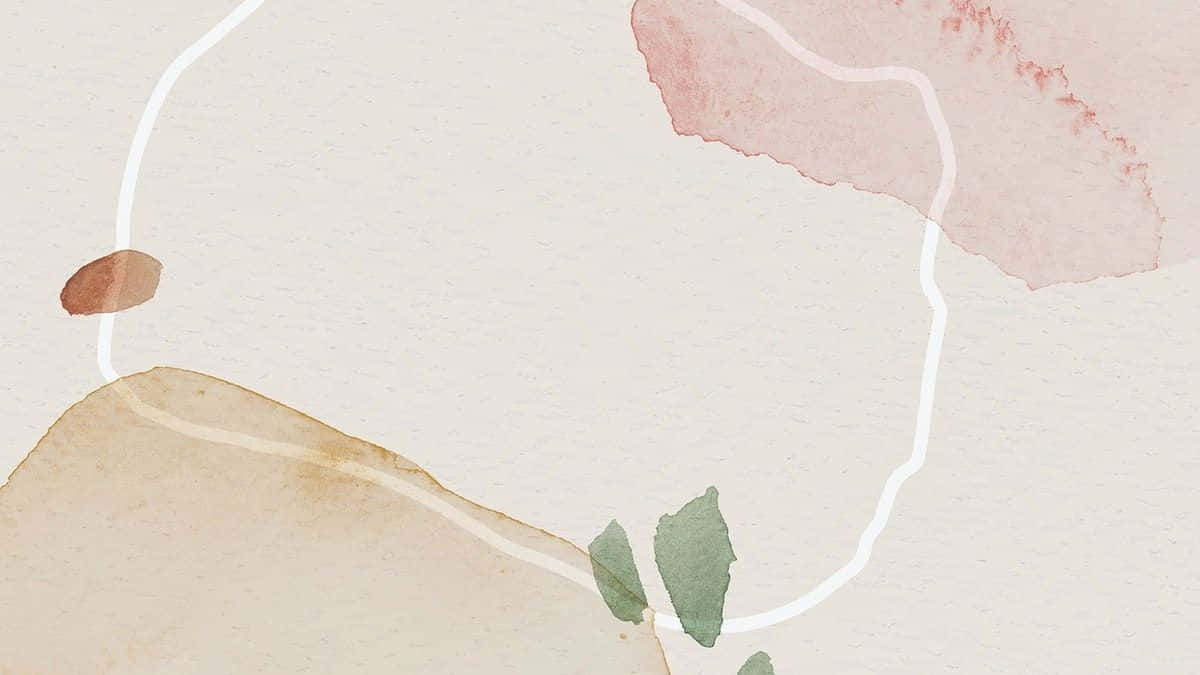 abstract minimalist watercolor landscape, soft pink beige and green washes, white curving line, SD Desktop Wallpaper