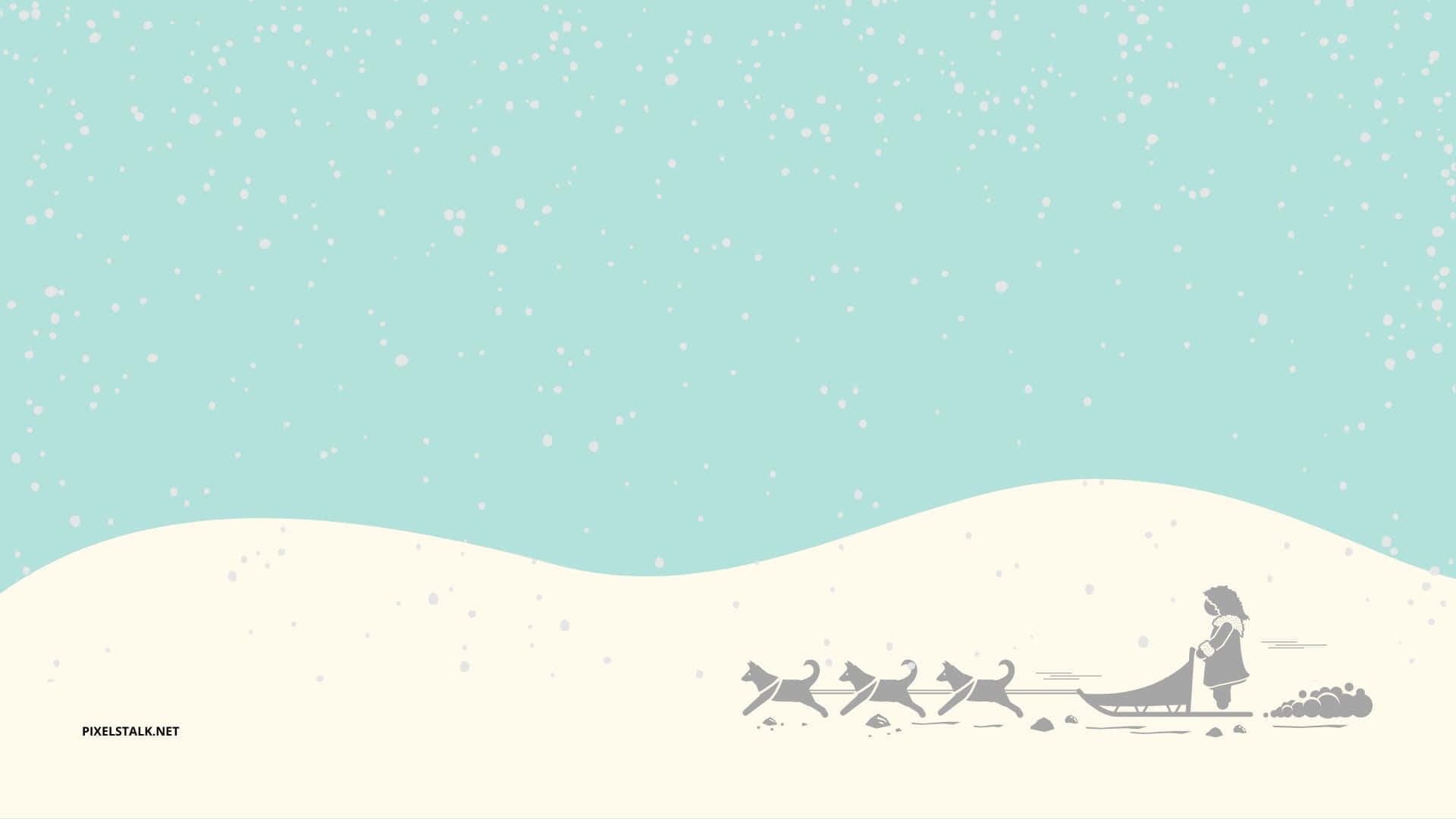 minimalist winter, person, four dogs, Full HD Desktop Wallpaper