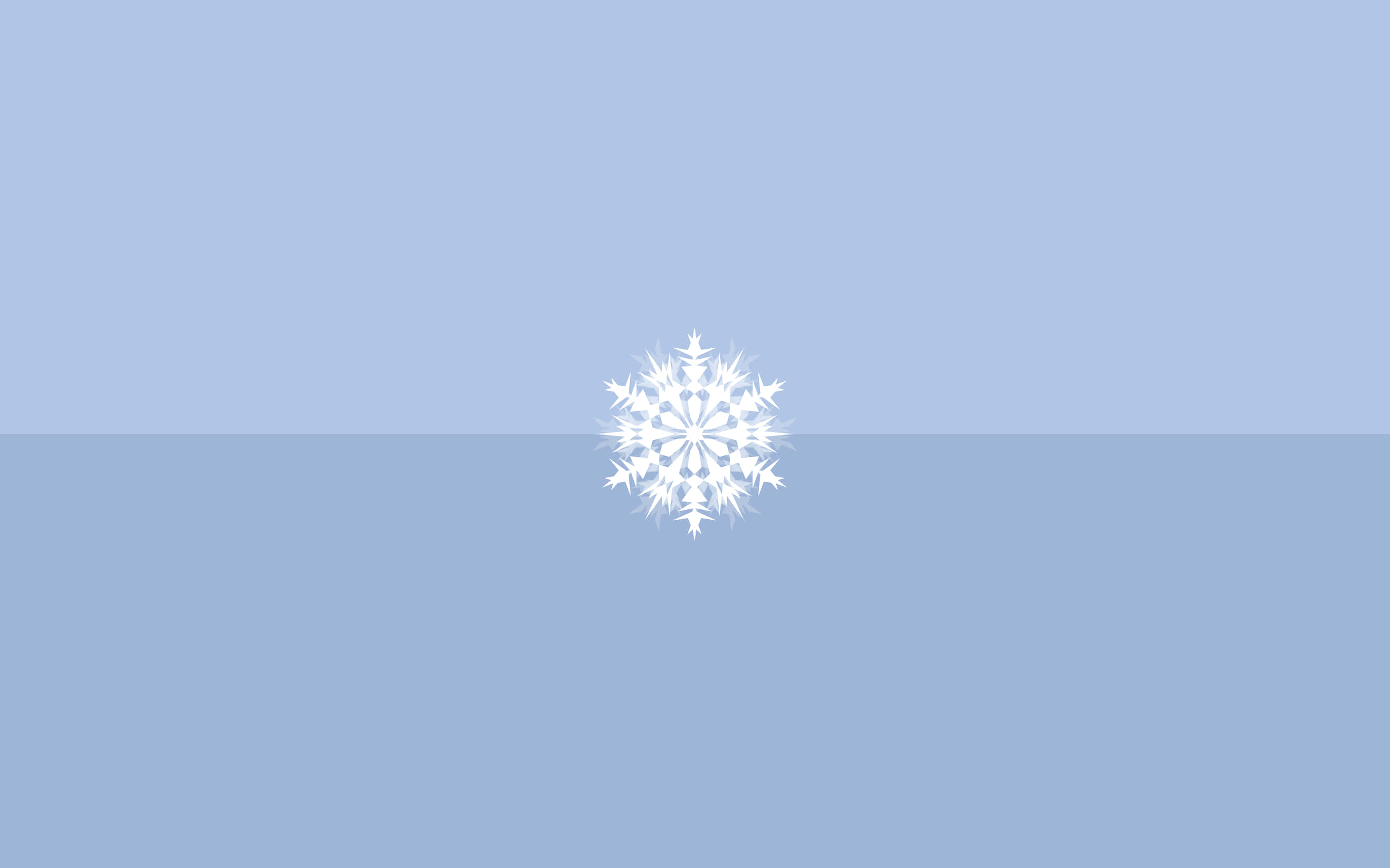minimalist winter, white snowflake, two-tone blue gradient background, 2K Desktop Wallpaper
