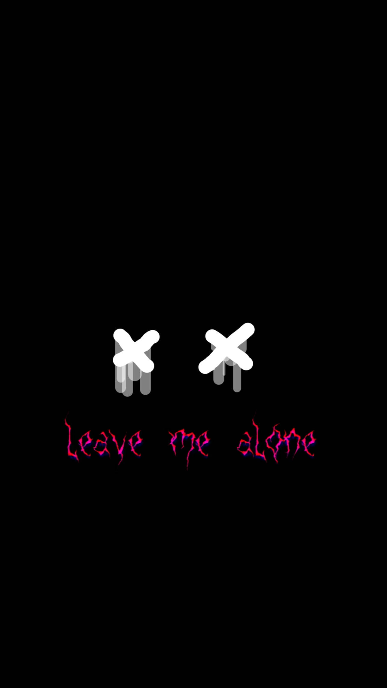 X eyes, dripping tears, glowing pink text, Full HD Phone Wallpaper