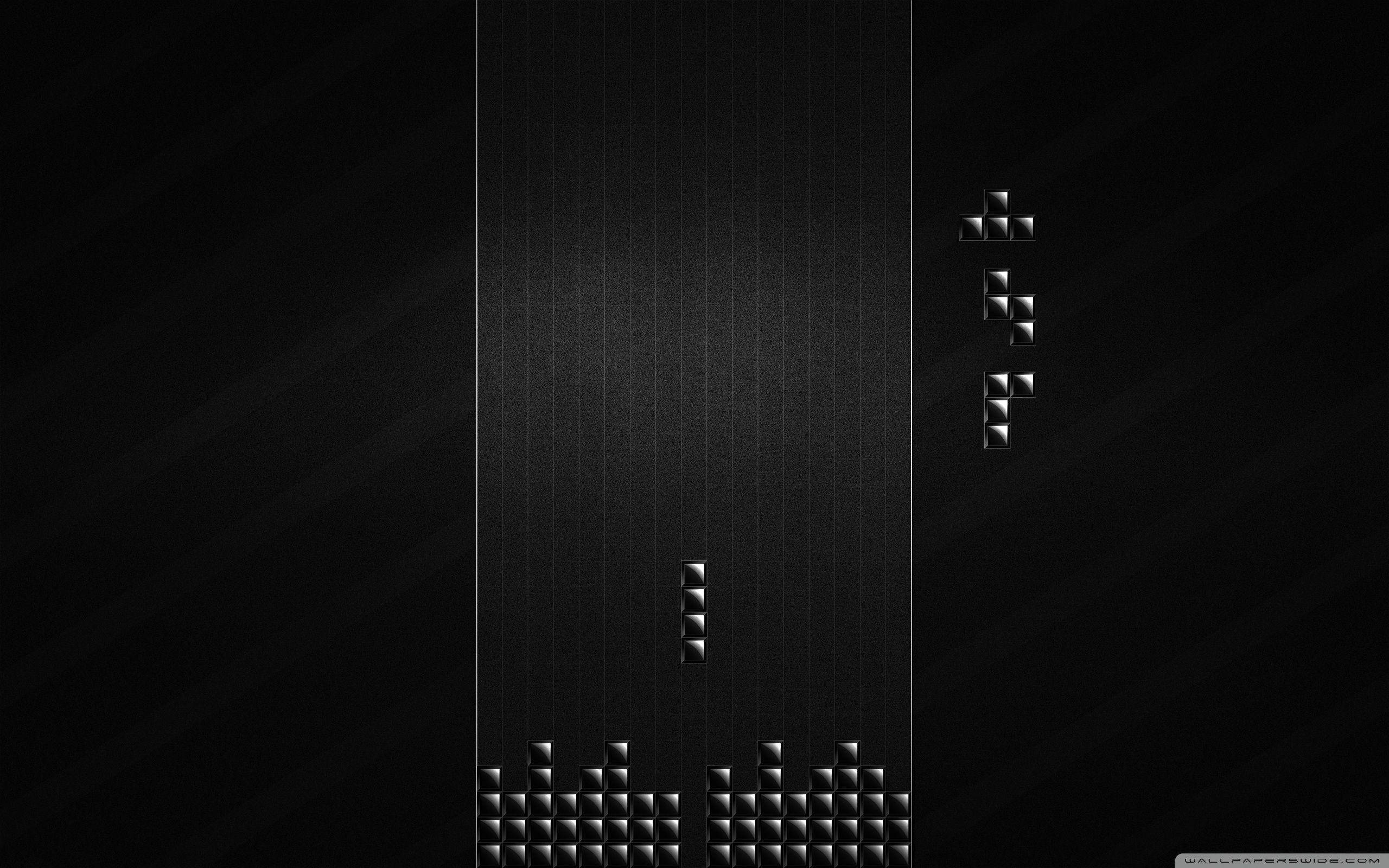 Minimalistic Tetris Game, silver blocks, vertical columns, 2K Desktop Wallpaper