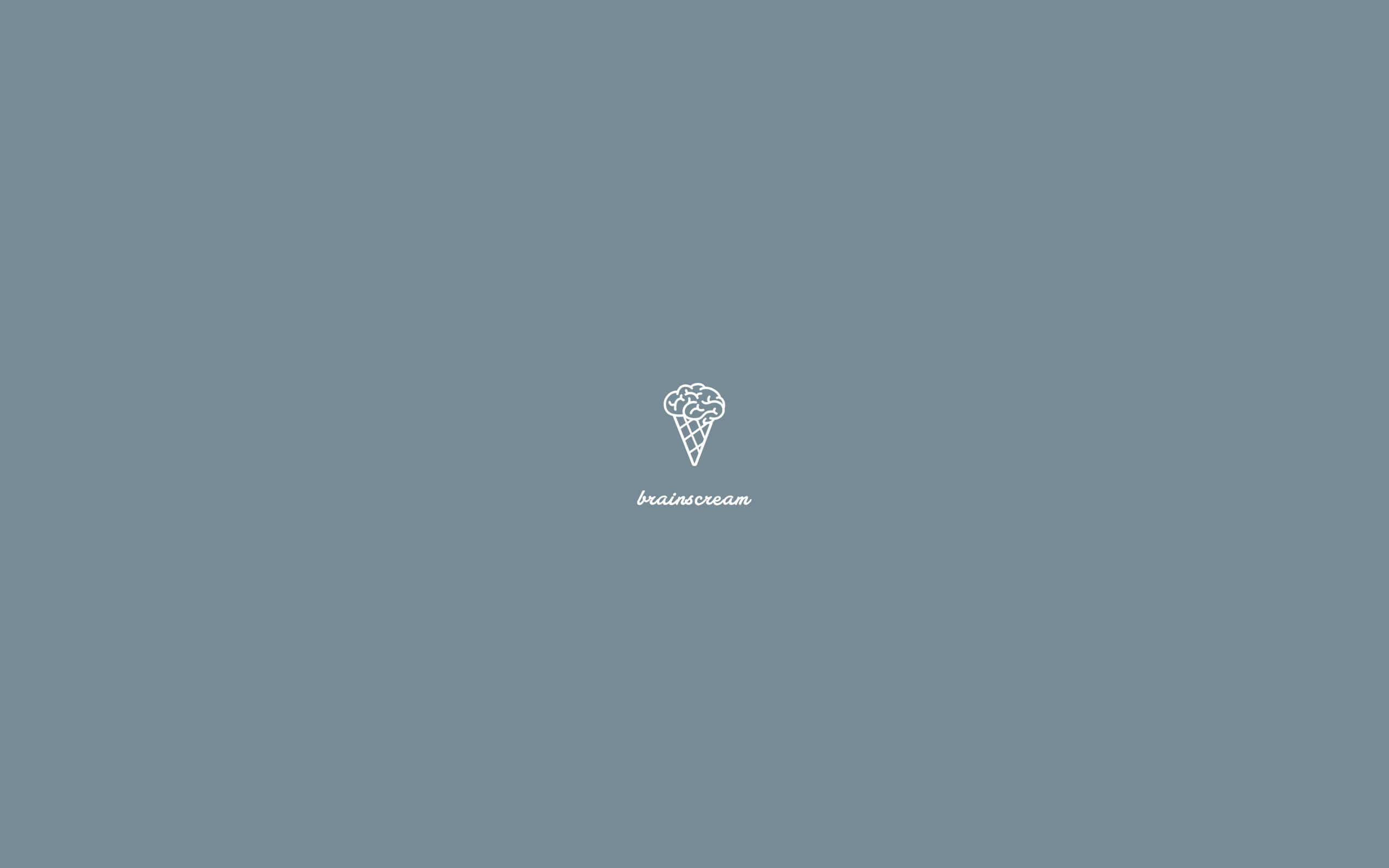 white line drawing, ice cream cone, brain-shaped scoop, 2K Desktop Wallpaper