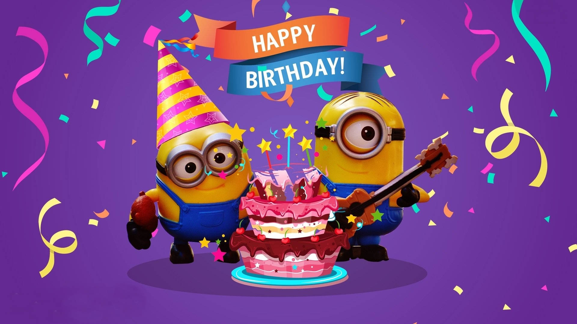 Minion, birthday, cake, Full HD Desktop Wallpaper