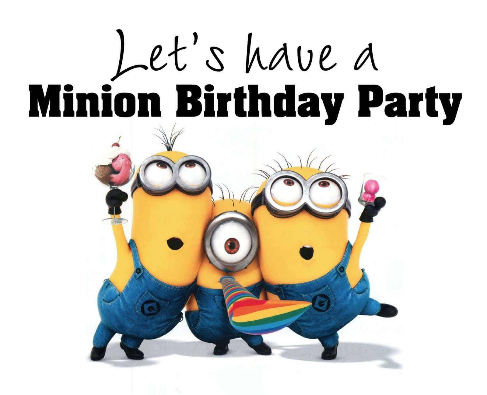 Minion, rainbow party hats, blue overalls, HD Desktop Wallpaper