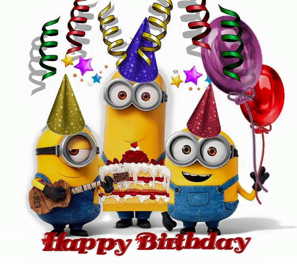 Minion, birthday, cake, SD Desktop Wallpaper