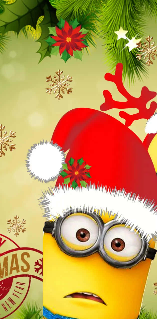 Minion, Santa hat, reindeer antlers, HD Phone Wallpaper