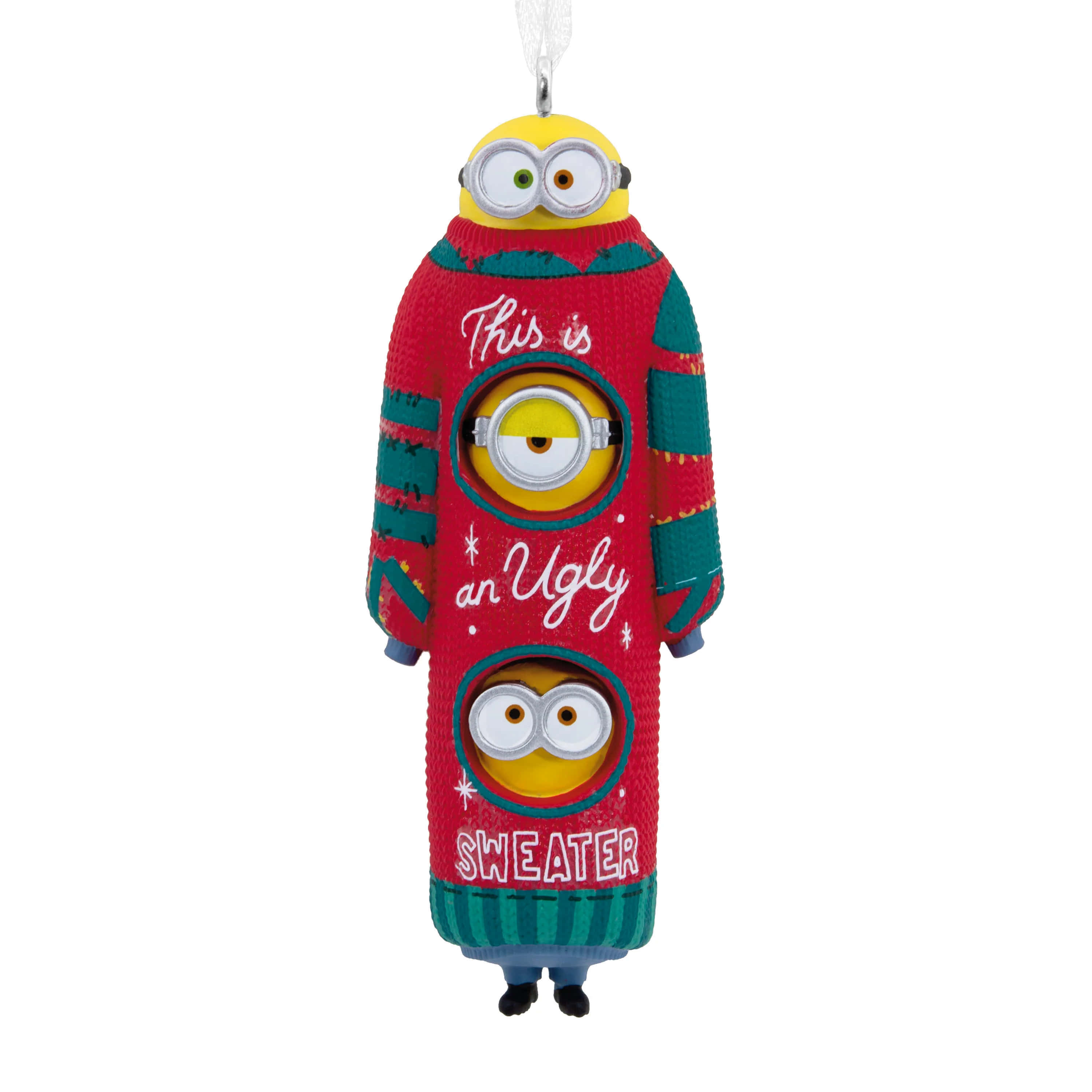 Minion, ugly Christmas sweater, red and green, 2K Desktop Wallpaper