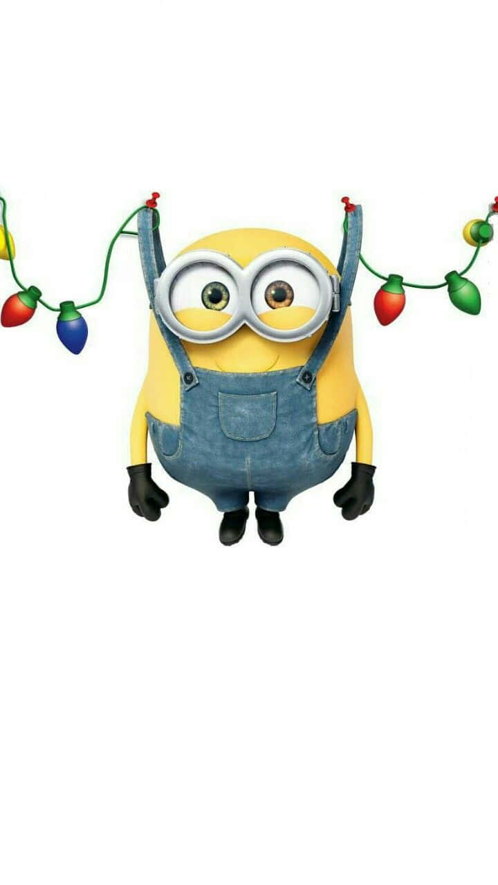 Minion, Christmas lights, denim overalls, HD Phone Wallpaper