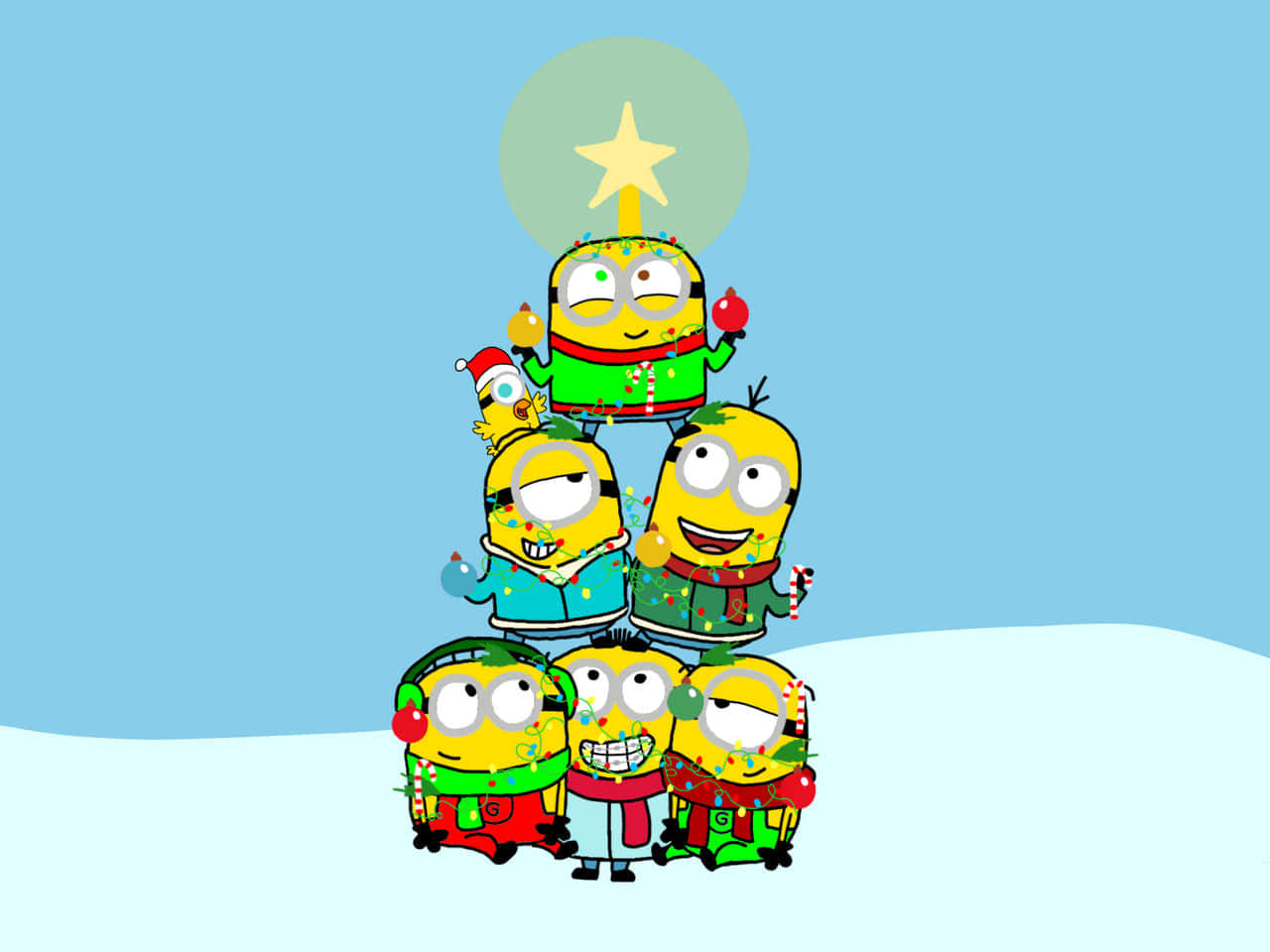 Minion, Christmas tree, festive sweaters, HD Desktop Wallpaper