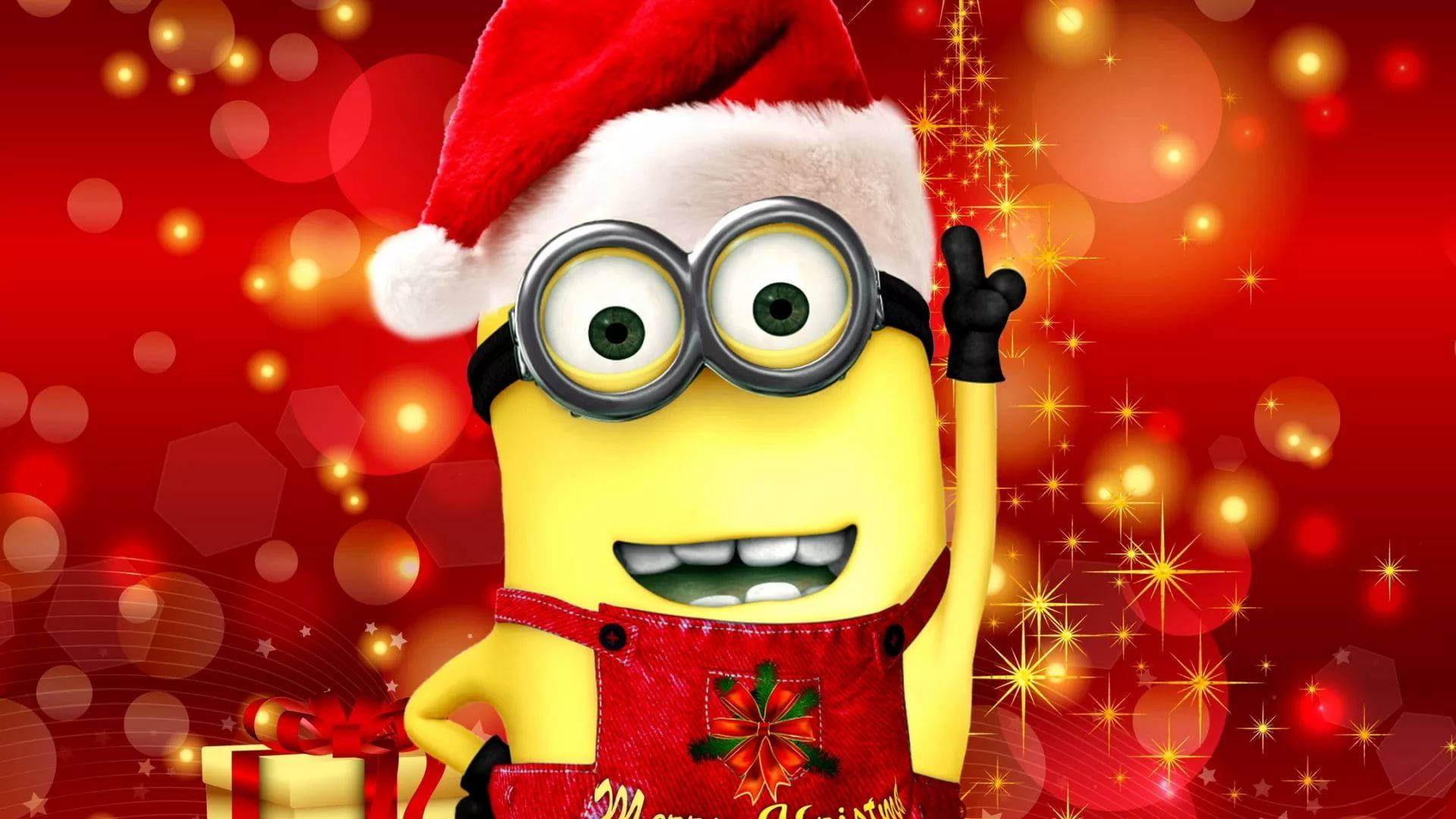 Minion, Santa hat, red overalls, Full HD Desktop Wallpaper