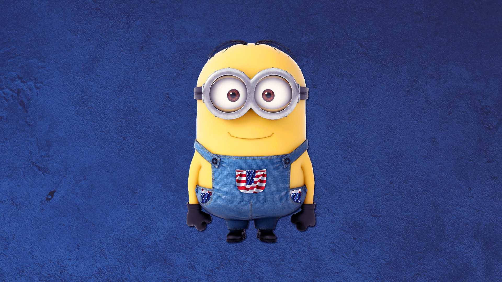 Minion, denim overalls, American flag patches, Full HD Desktop Wallpaper