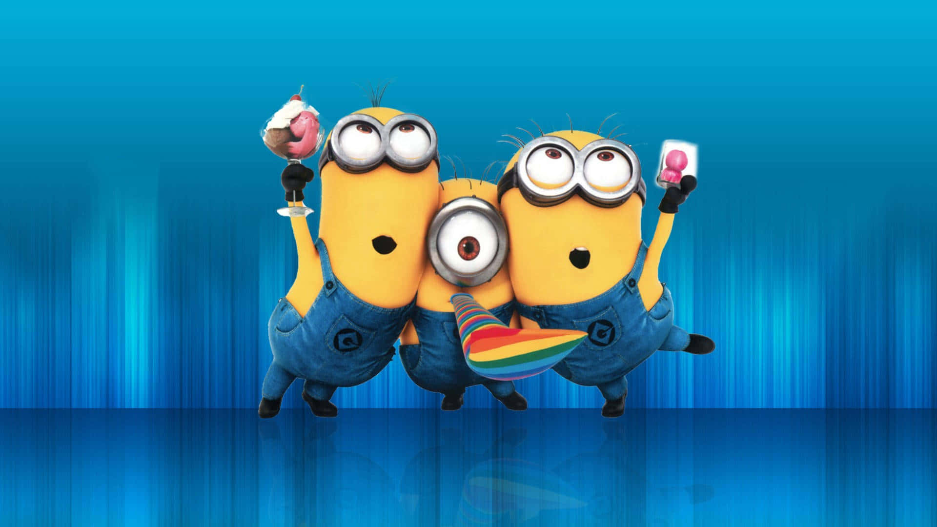 Minion, blue overalls, ice cream, Full HD Desktop Wallpaper