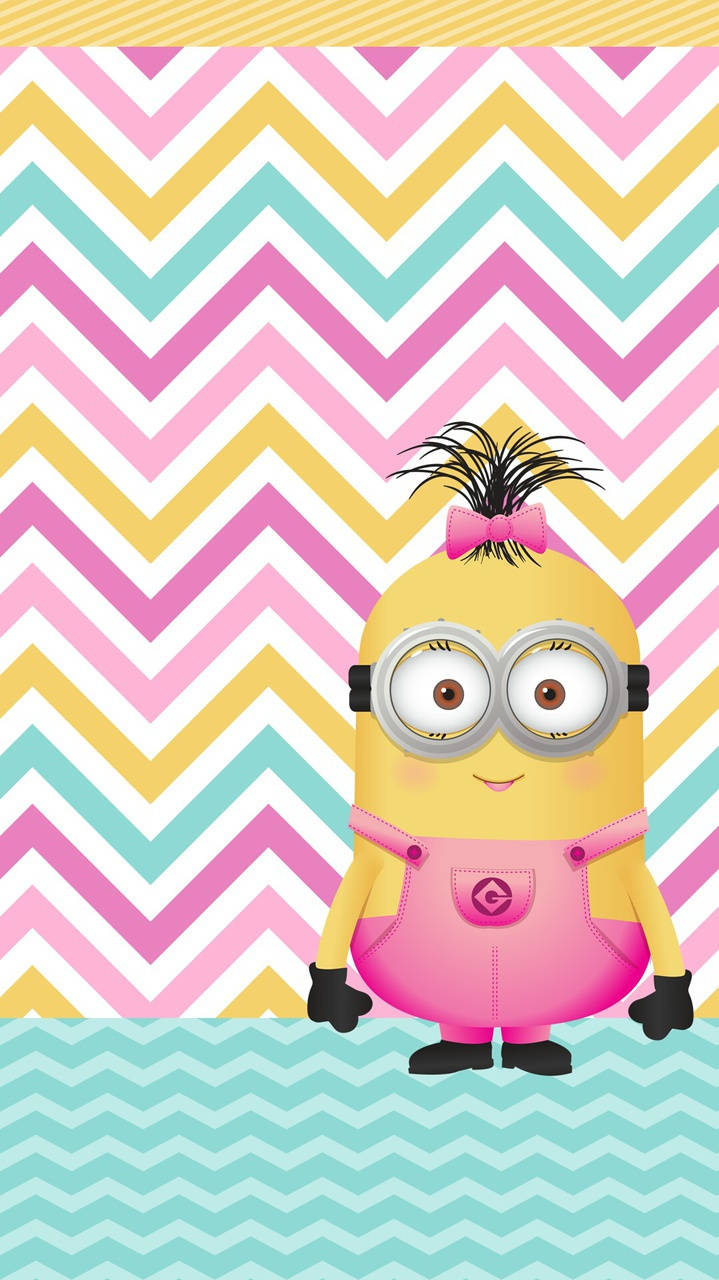 Minion, pink overalls, bow, HD Phone Wallpaper