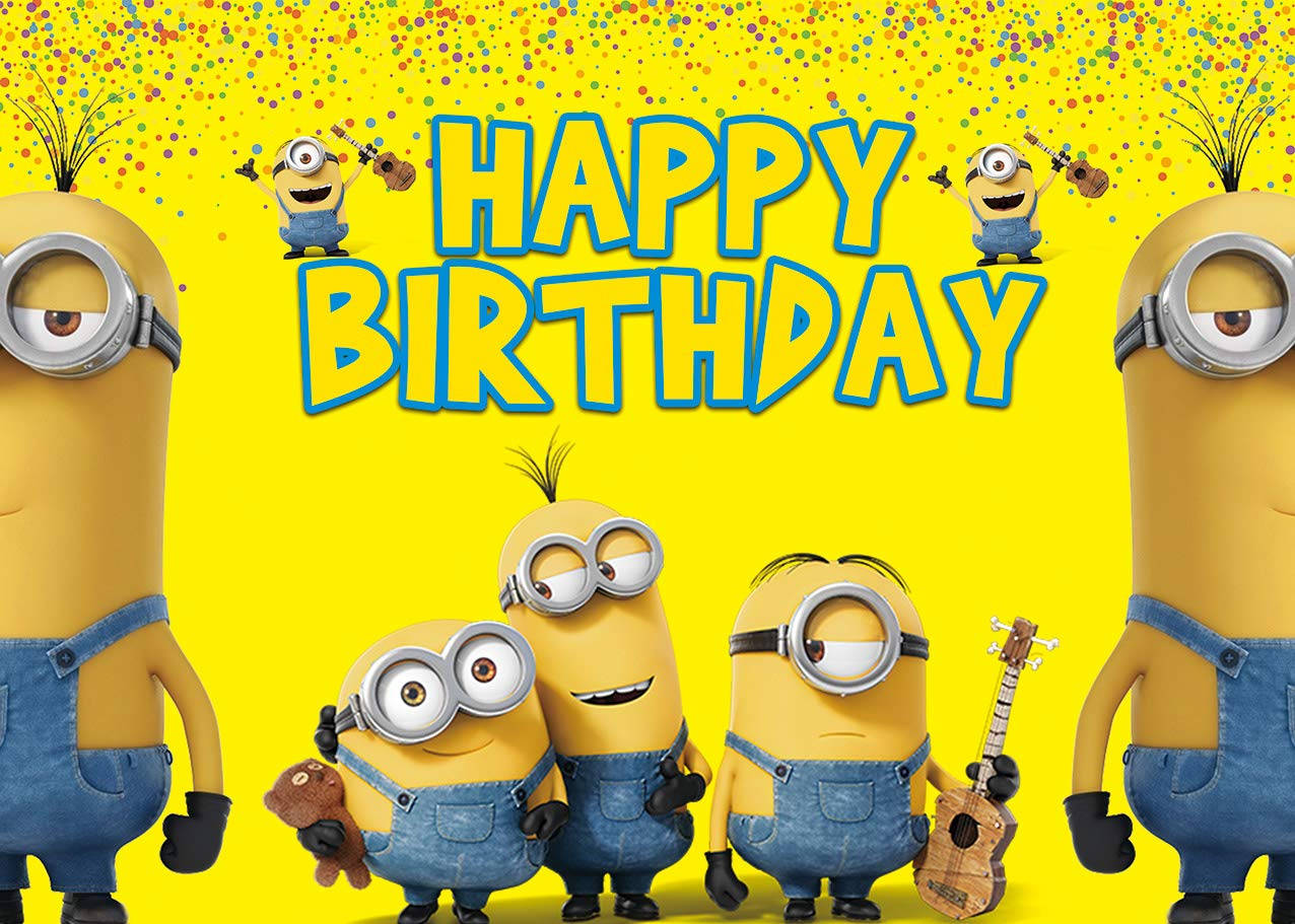 Minion, Happy Birthday, confetti, SD Desktop Wallpaper