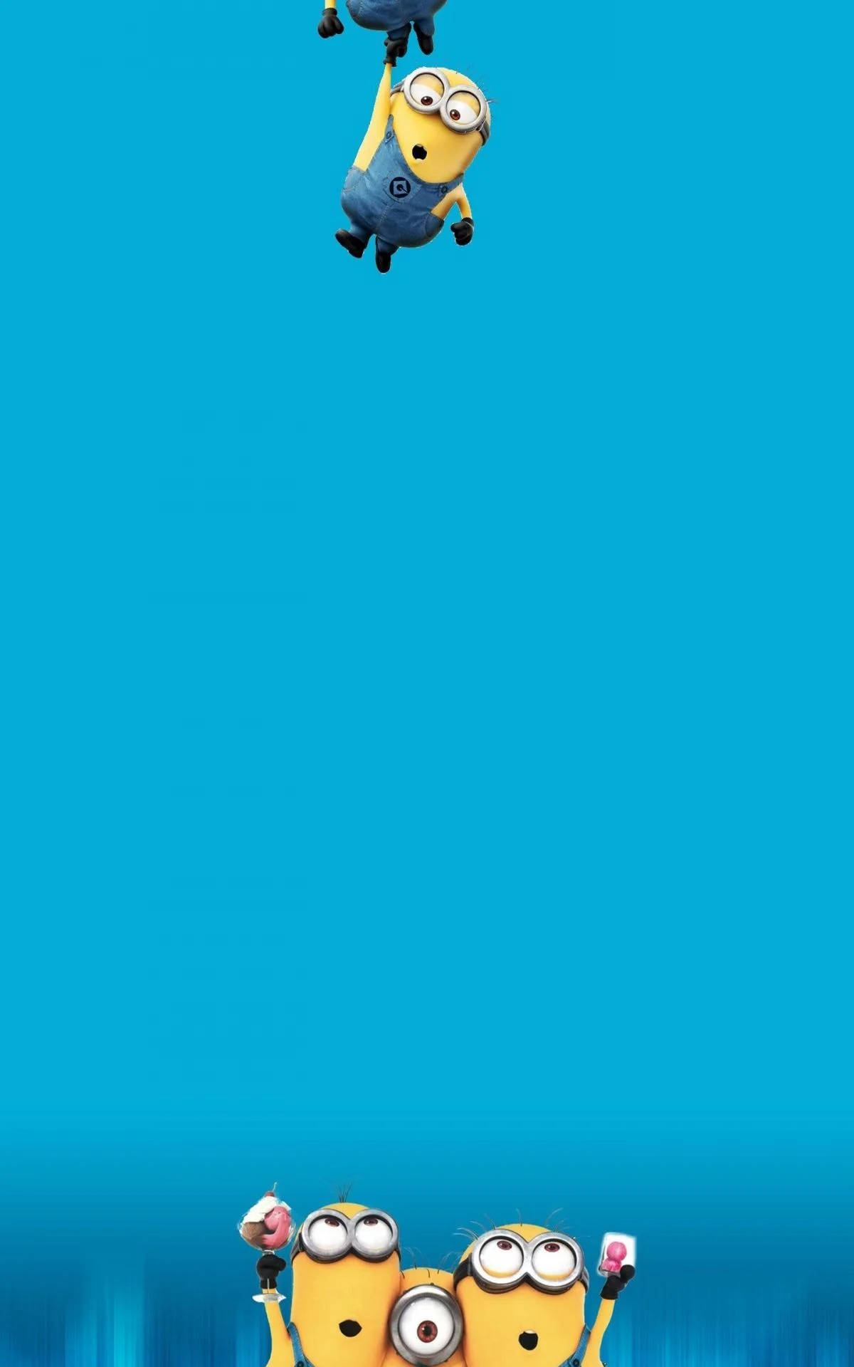 Minion, punch hole, solid blue background, Full HD Phone Wallpaper
