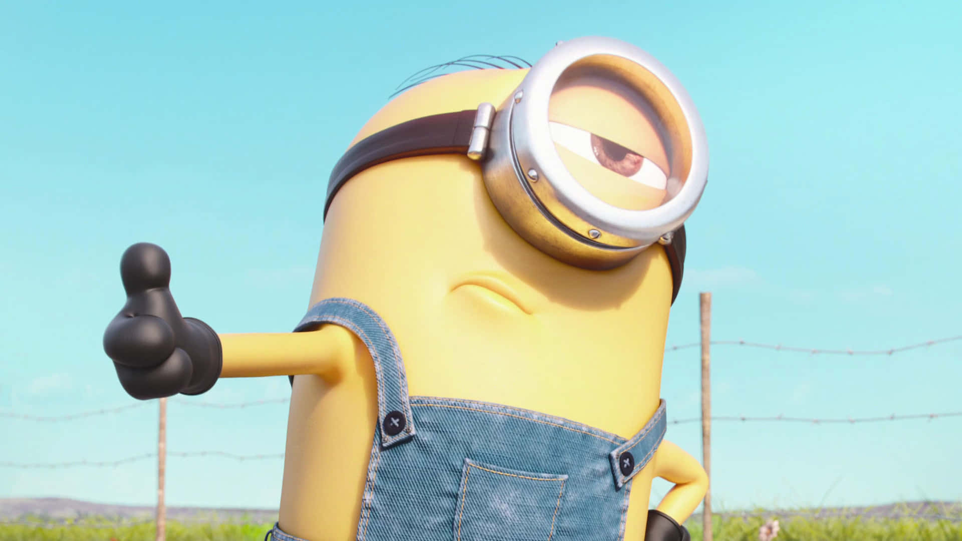 Minion, denim overalls, thumbs up, Full HD Desktop Wallpaper