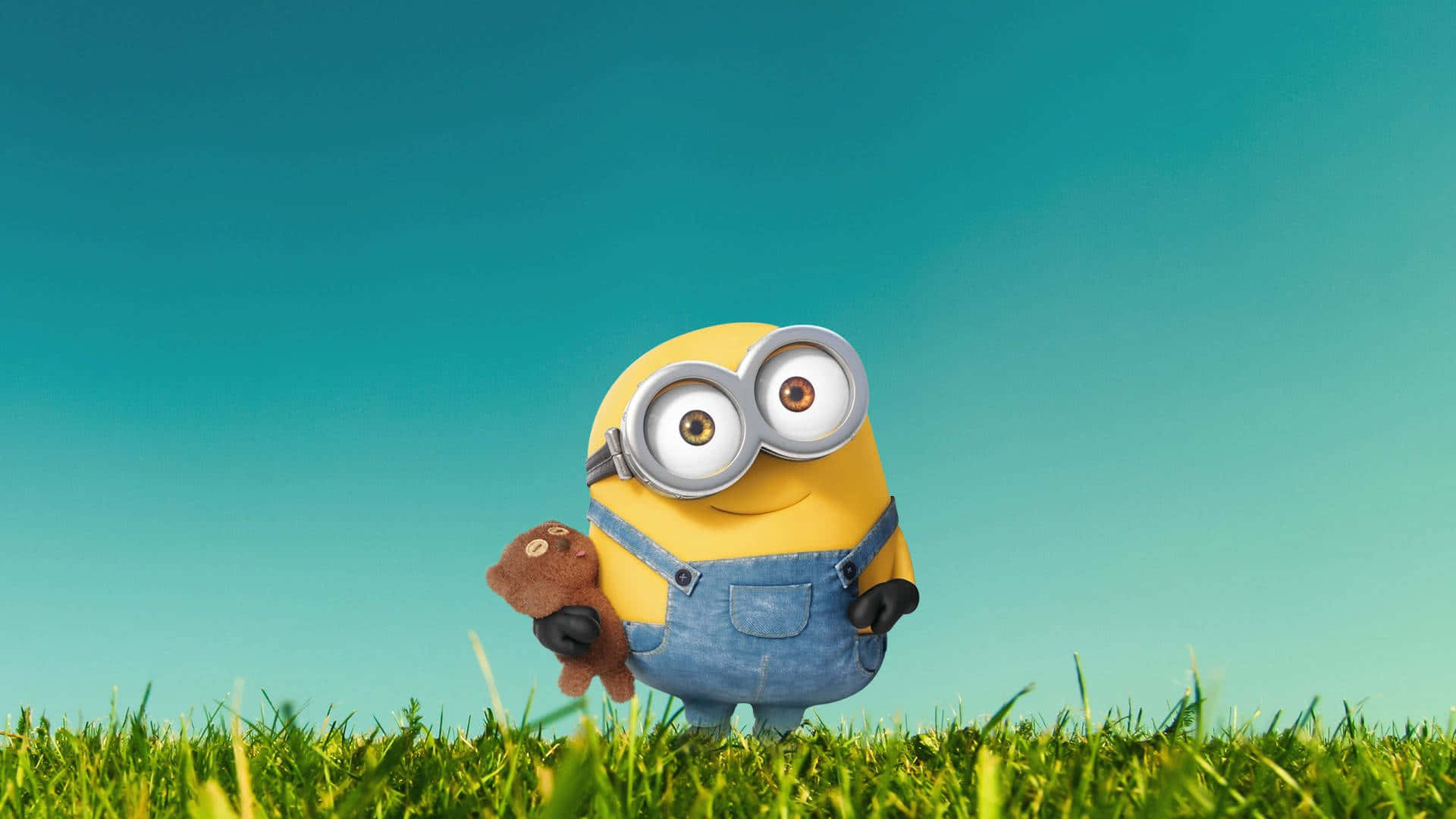 Field Minion, yellow Minion, blue overalls, Full HD Desktop Wallpaper