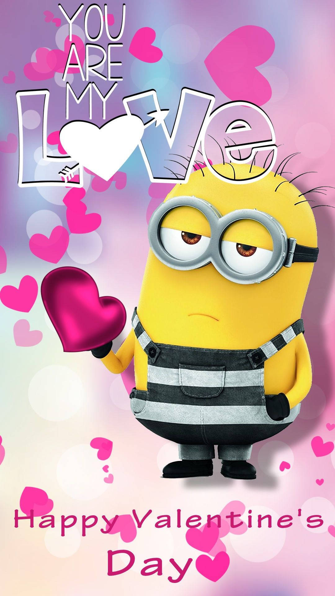 Minion, goggles, pink heart, Full HD Phone Wallpaper