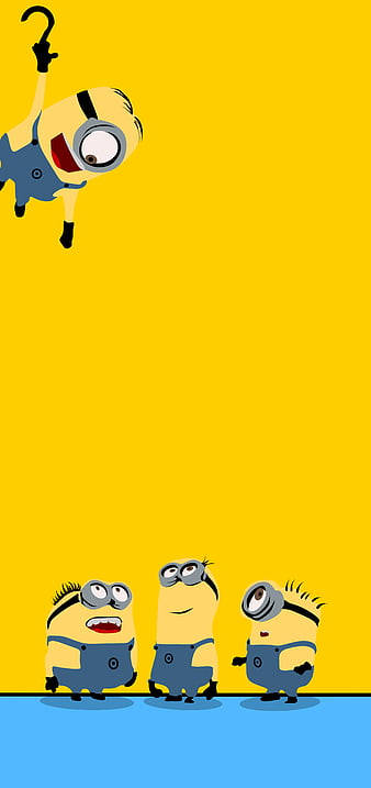 Minion, blue floor, yellow wall, SD Phone Wallpaper