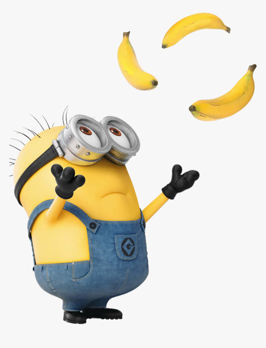 Minion, blue overalls, three bananas, SD Phone Wallpaper