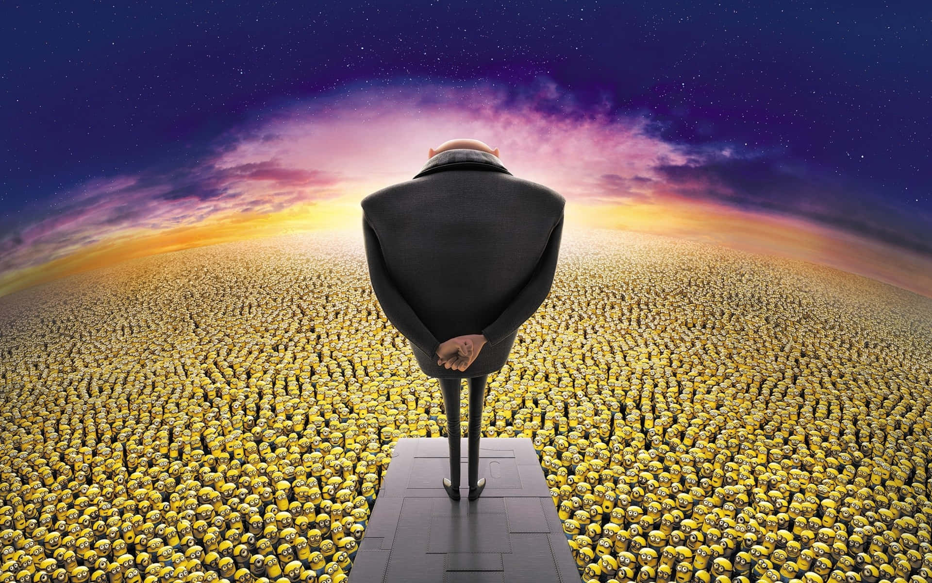 Gru, Minions, starry twilight sky, Full HD Desktop Wallpaper