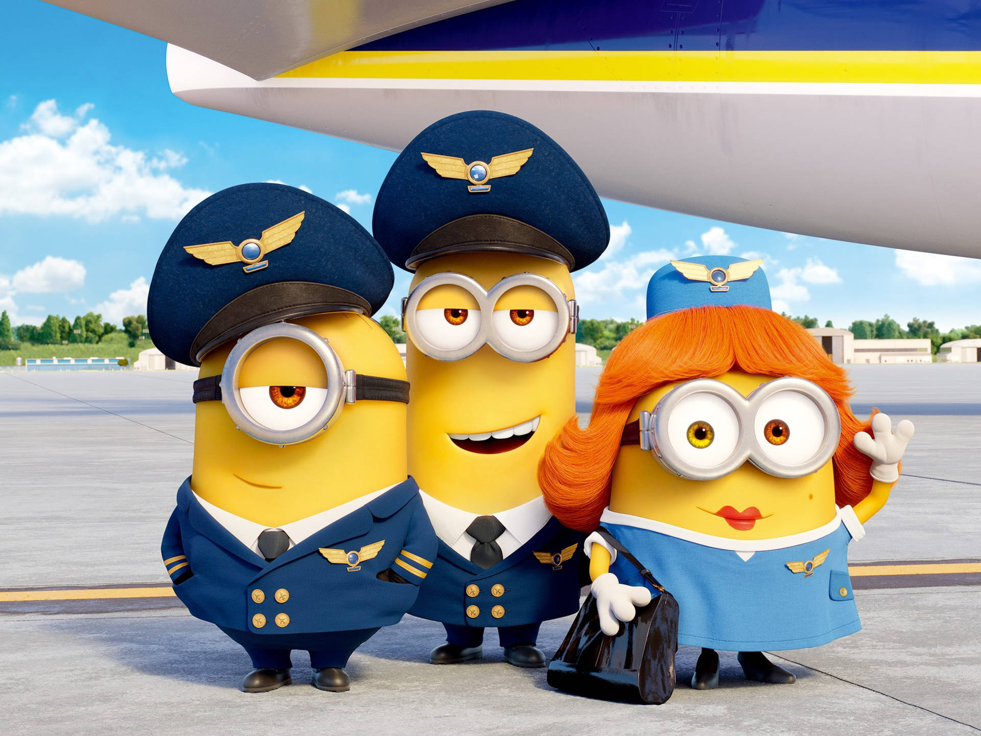 Minions The Rise Of Gru, pilot uniforms, stewardess uniforms, Full HD Desktop Wallpaper