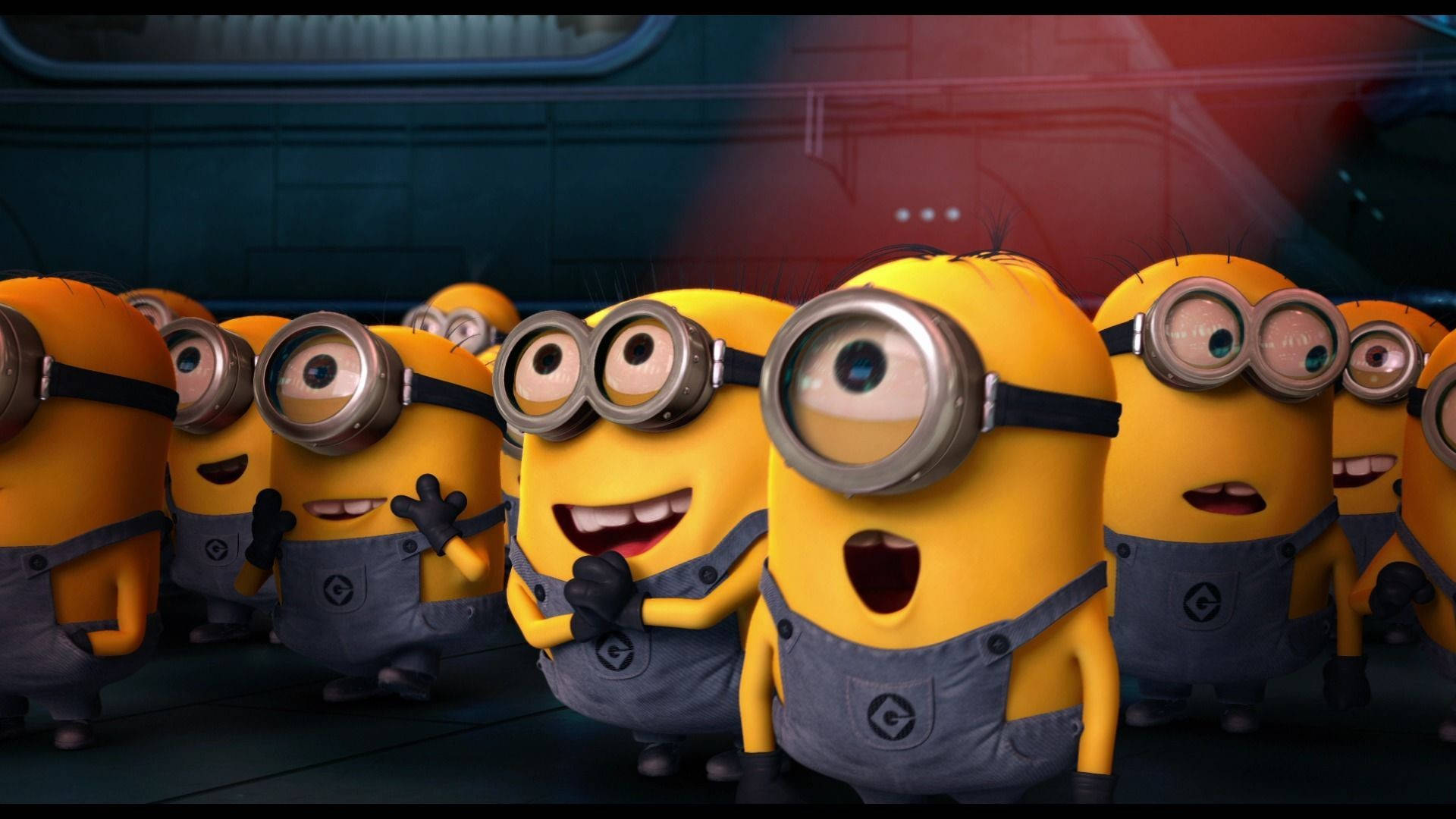 Minions, blue overalls, goggles, Full HD Desktop Wallpaper