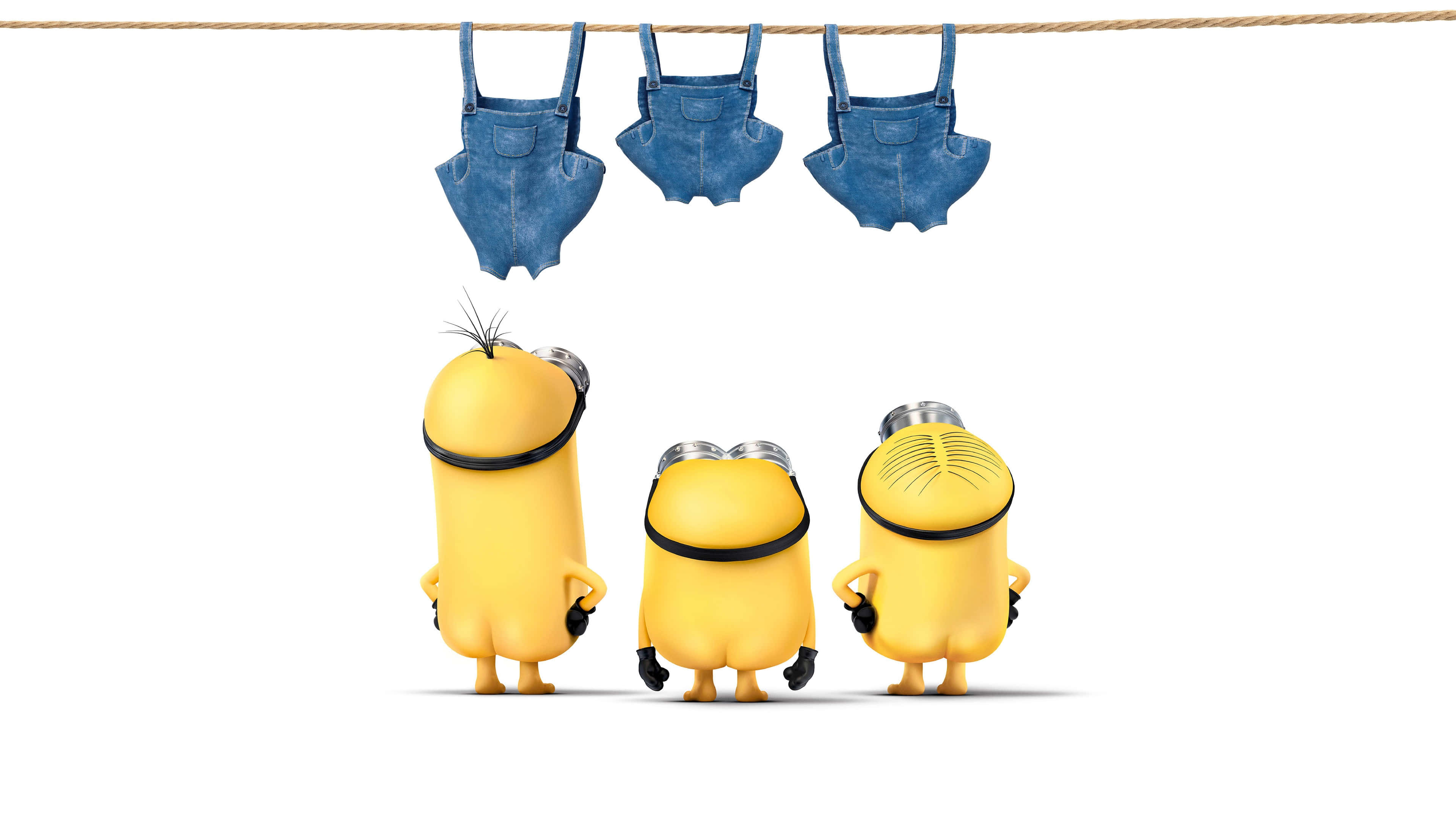 Minions, yellow Minions, denim overalls, 4K Desktop Wallpaper