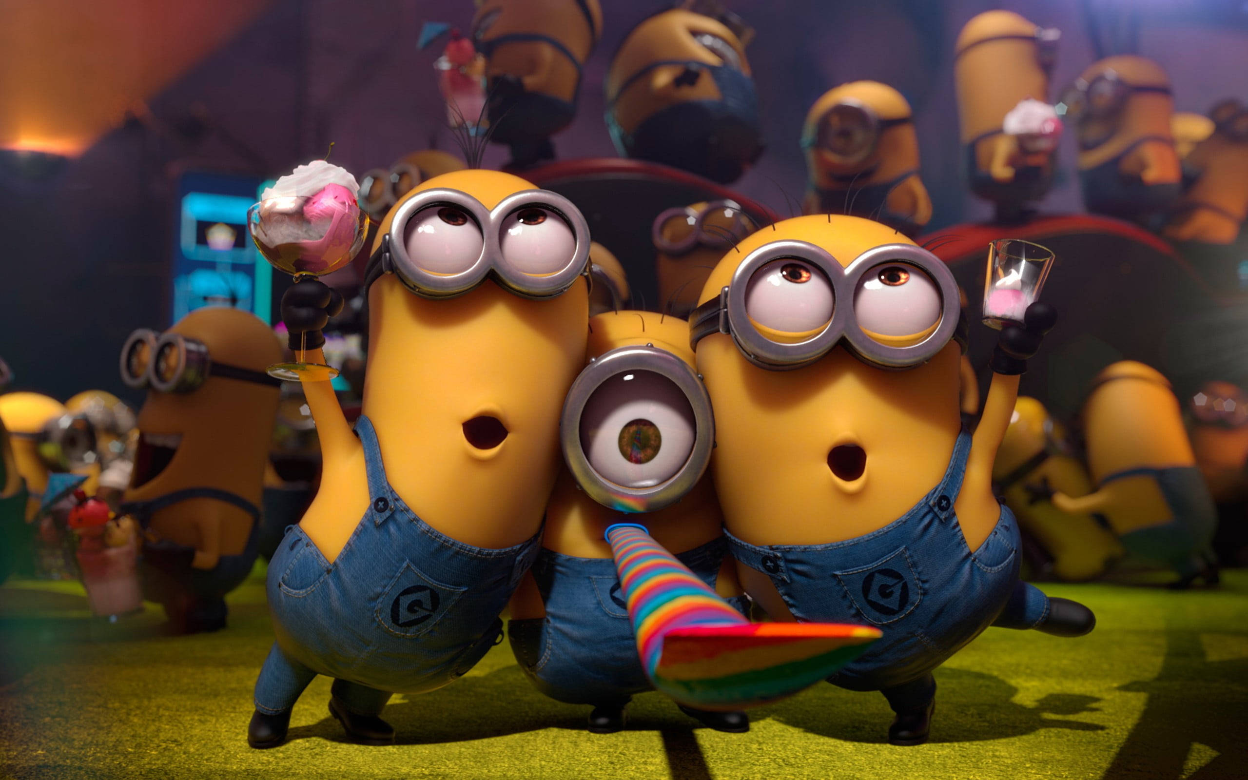 Minions, yellow minions, blue overalls, 2K Desktop Wallpaper