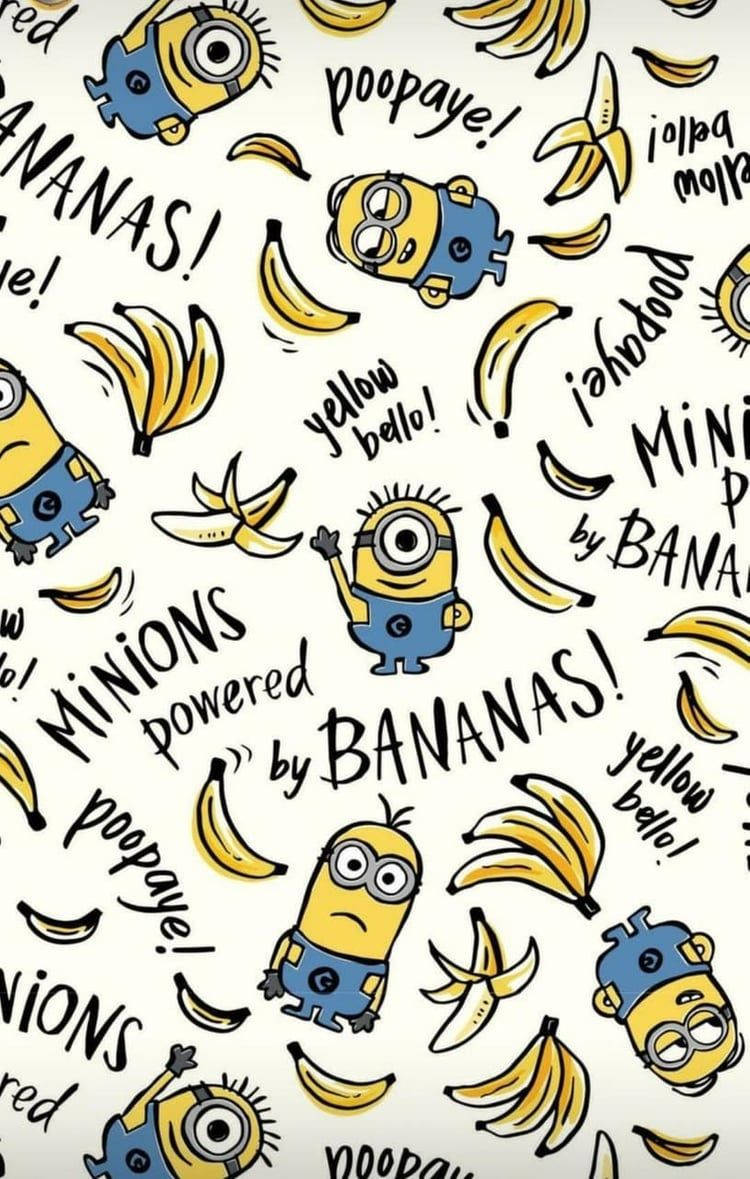 Minions, banana pattern, cartoon minions, SD Phone Wallpaper