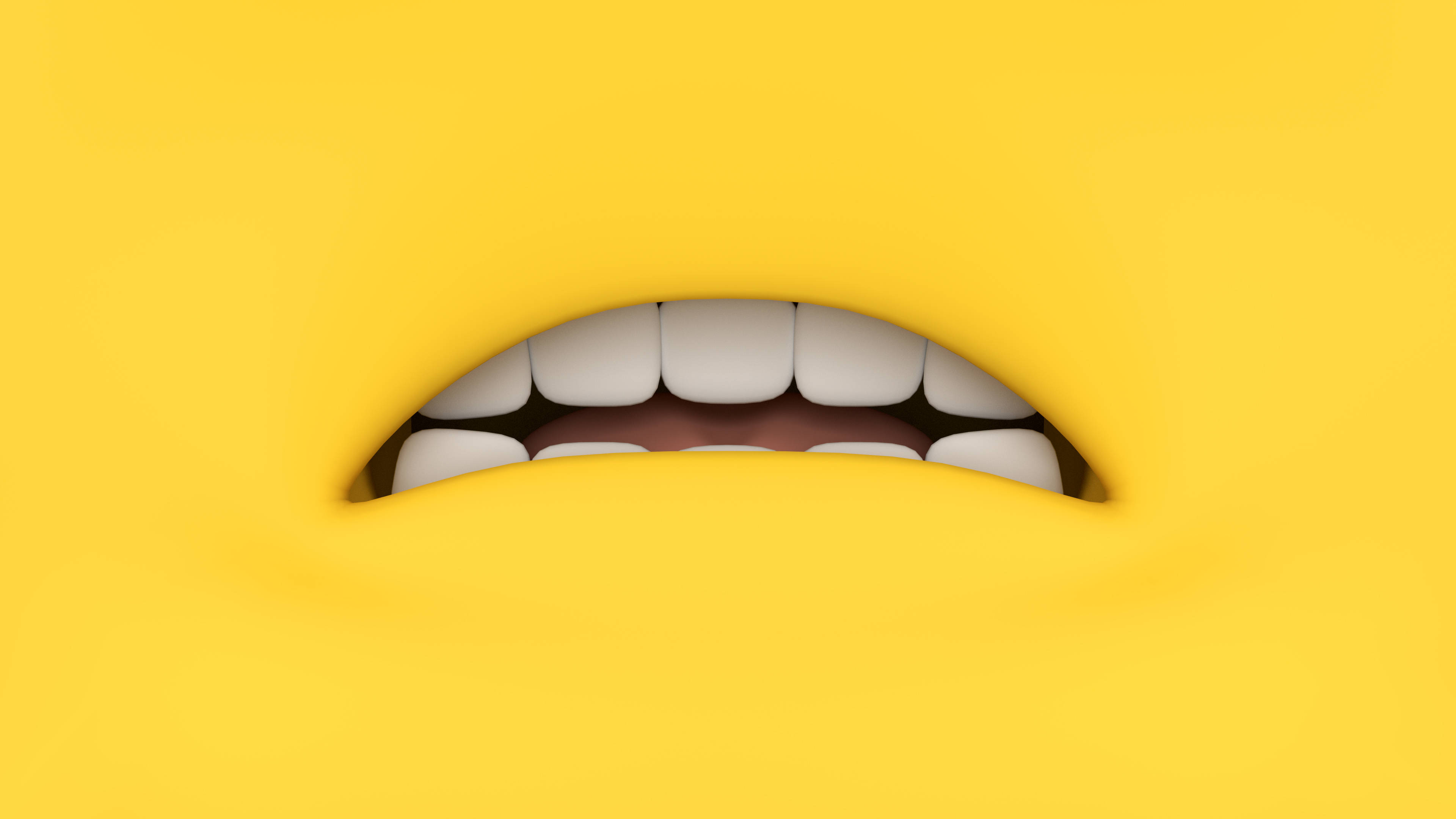 yellow aesthetic laptop, minion mouth, 3d-rendered, 4K Desktop Wallpaper