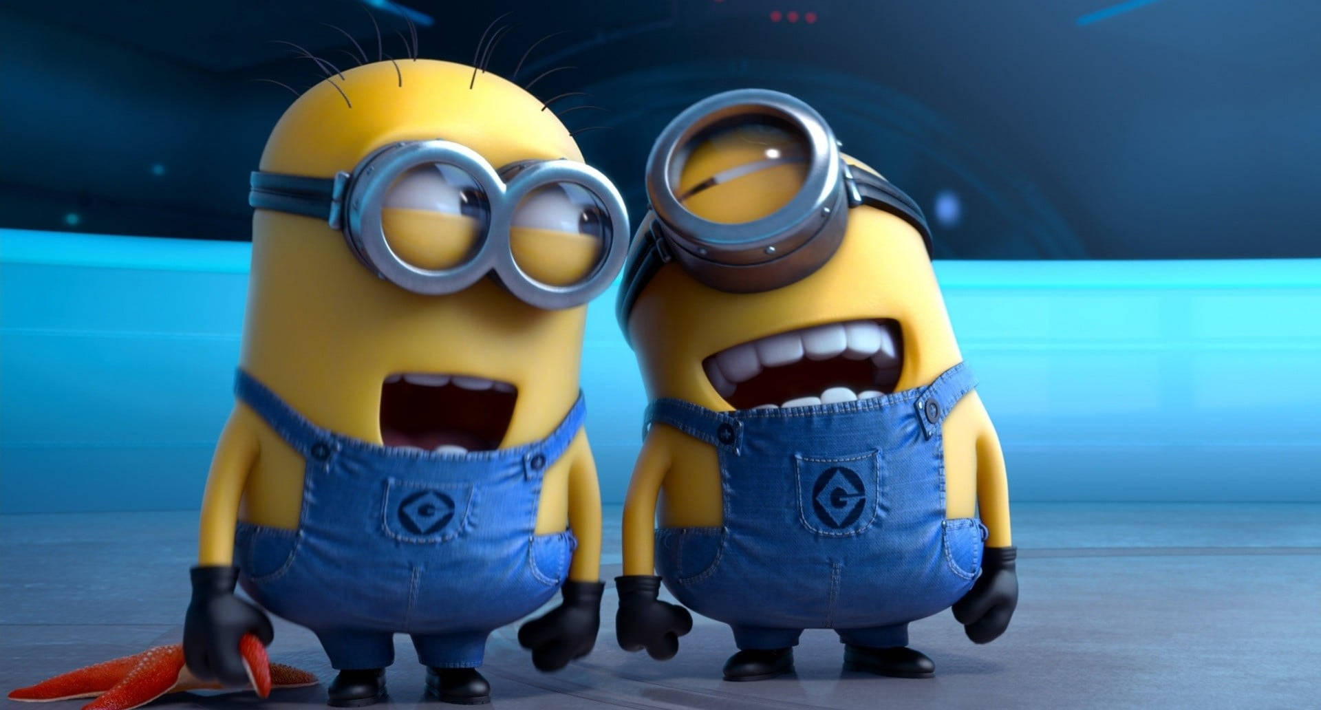 Minions, blue overalls, goggles, Full HD Desktop Wallpaper