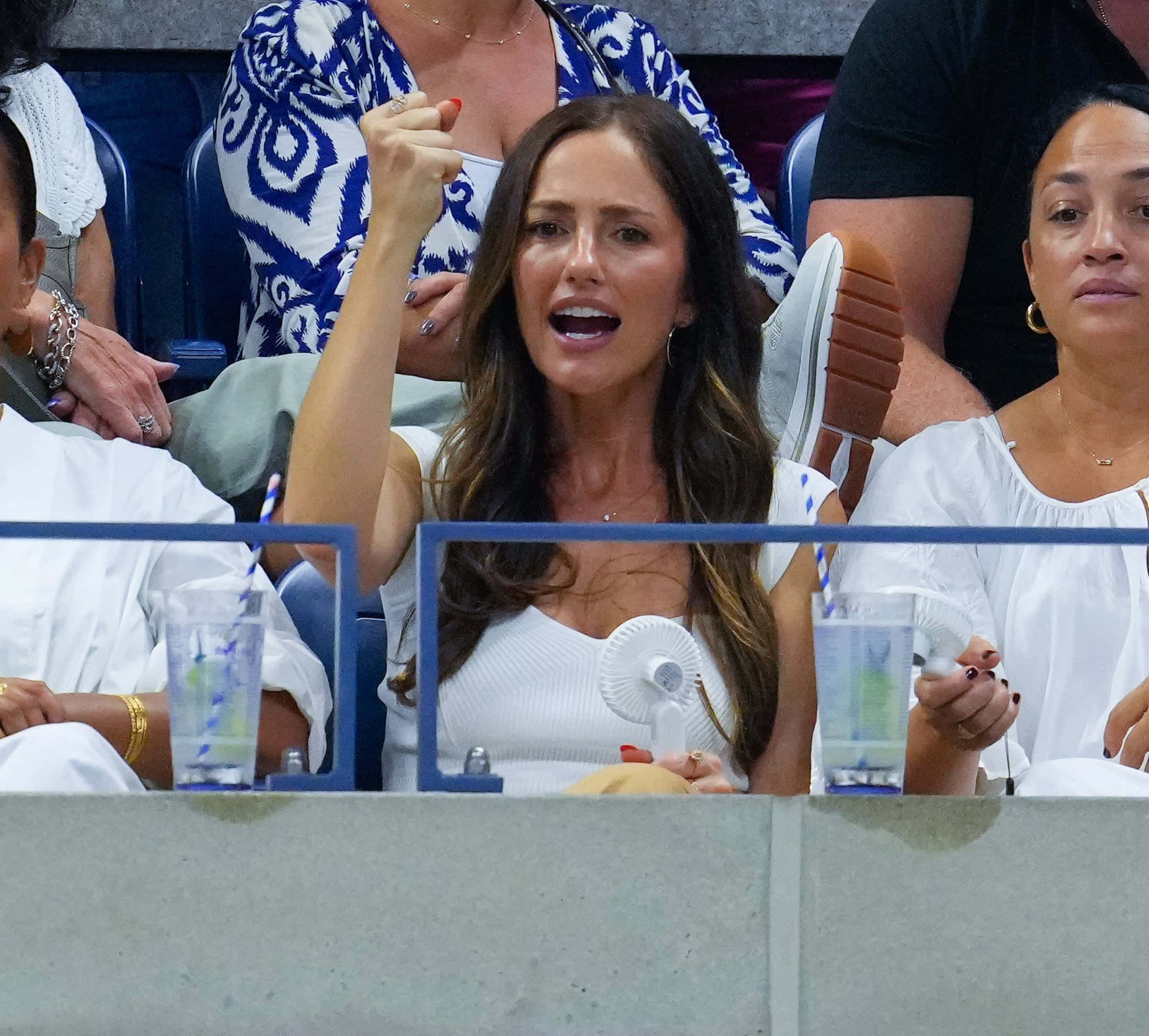 Minka Kelly, white top, tennis match, Full HD Desktop Wallpaper
