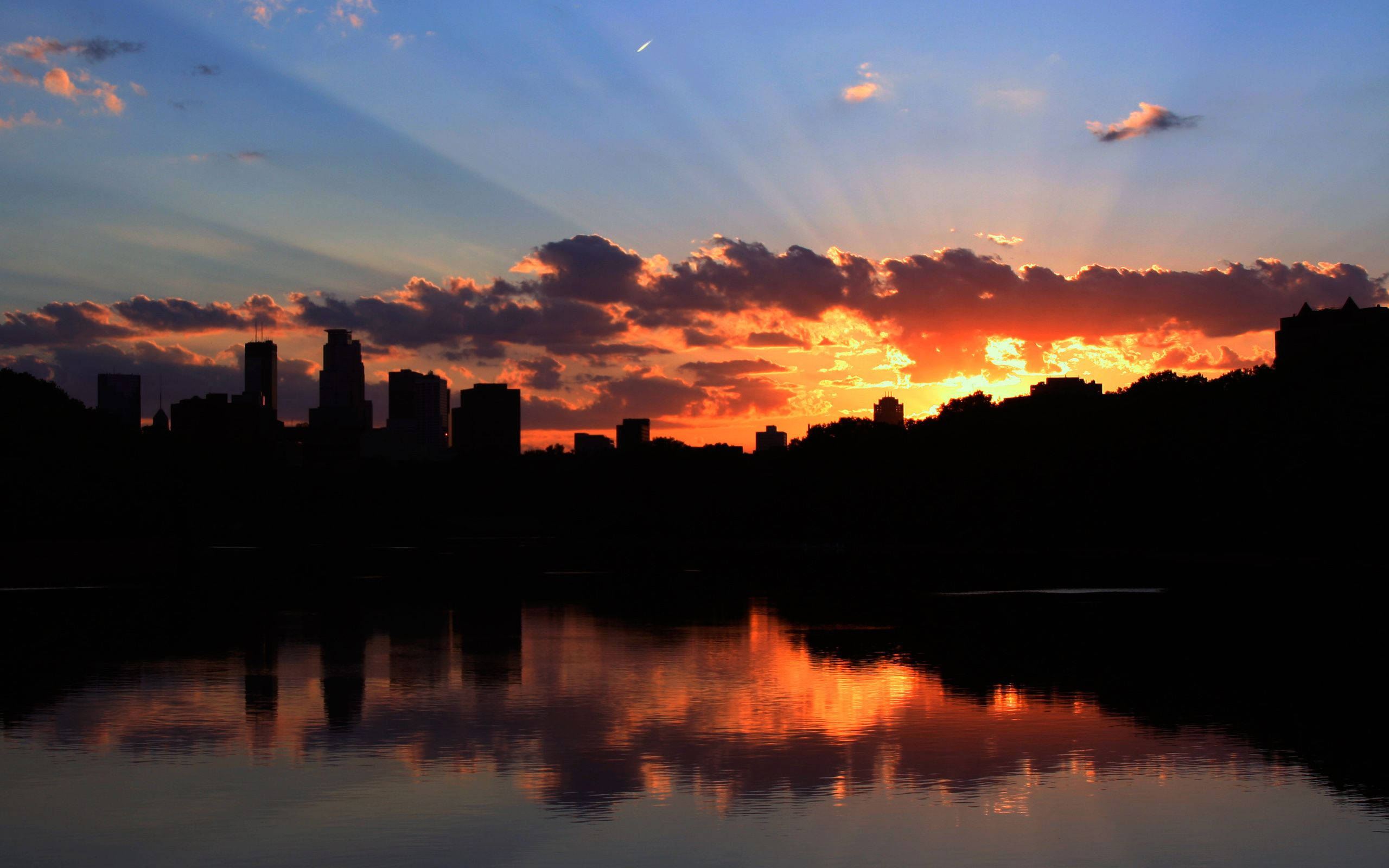Minneapolis, sunset, city skyline, 2K Desktop Wallpaper