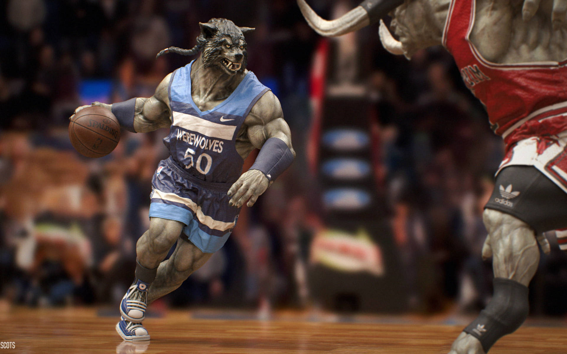 werewolf, Minnesota Timberwolves, blue Minnesota Timberwolves jersey, Full HD Desktop Wallpaper