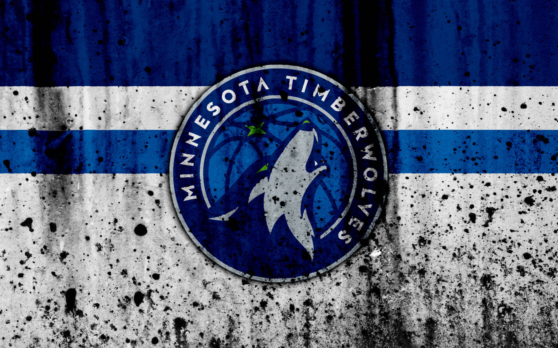Minnesota Timberwolves, emblem, blue and white striped background, Full HD Desktop Wallpaper