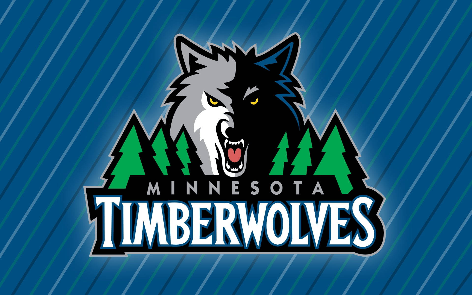 Minnesota Timberwolves, franchise logo, half-black half-gray wolf, Full HD Desktop Wallpaper