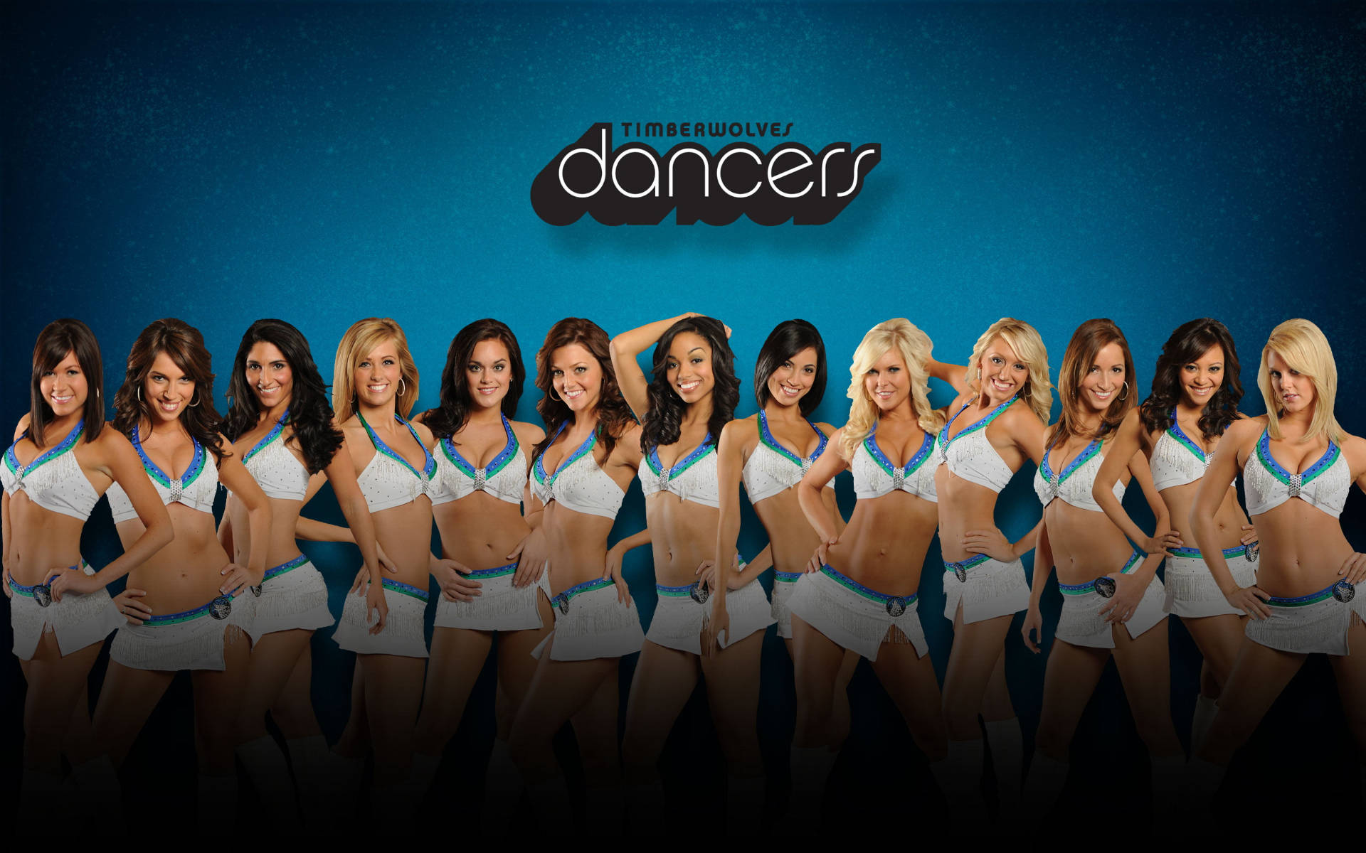 Minnesota Timberwolves, dancers, white and blue outfits, Full HD Desktop Wallpaper