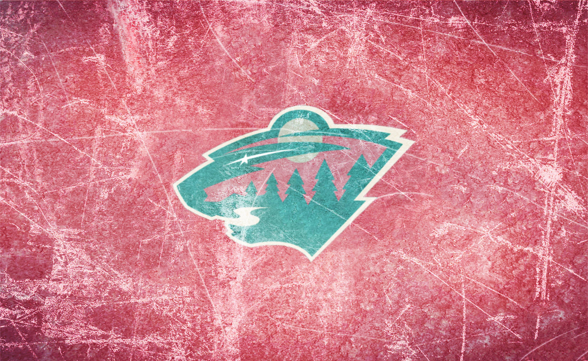 Minnesota Wild, teal wolf head logo, pine trees, Full HD Desktop Wallpaper